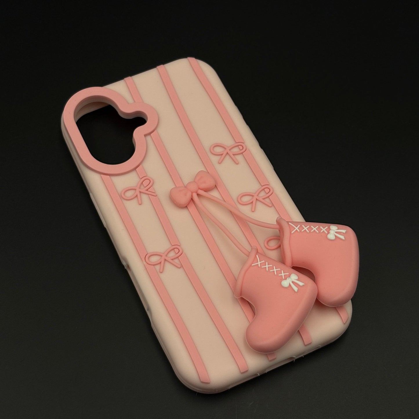 3D Ballet Boots Bow Stripe Cute Mobile Case Cover for iPhone 17