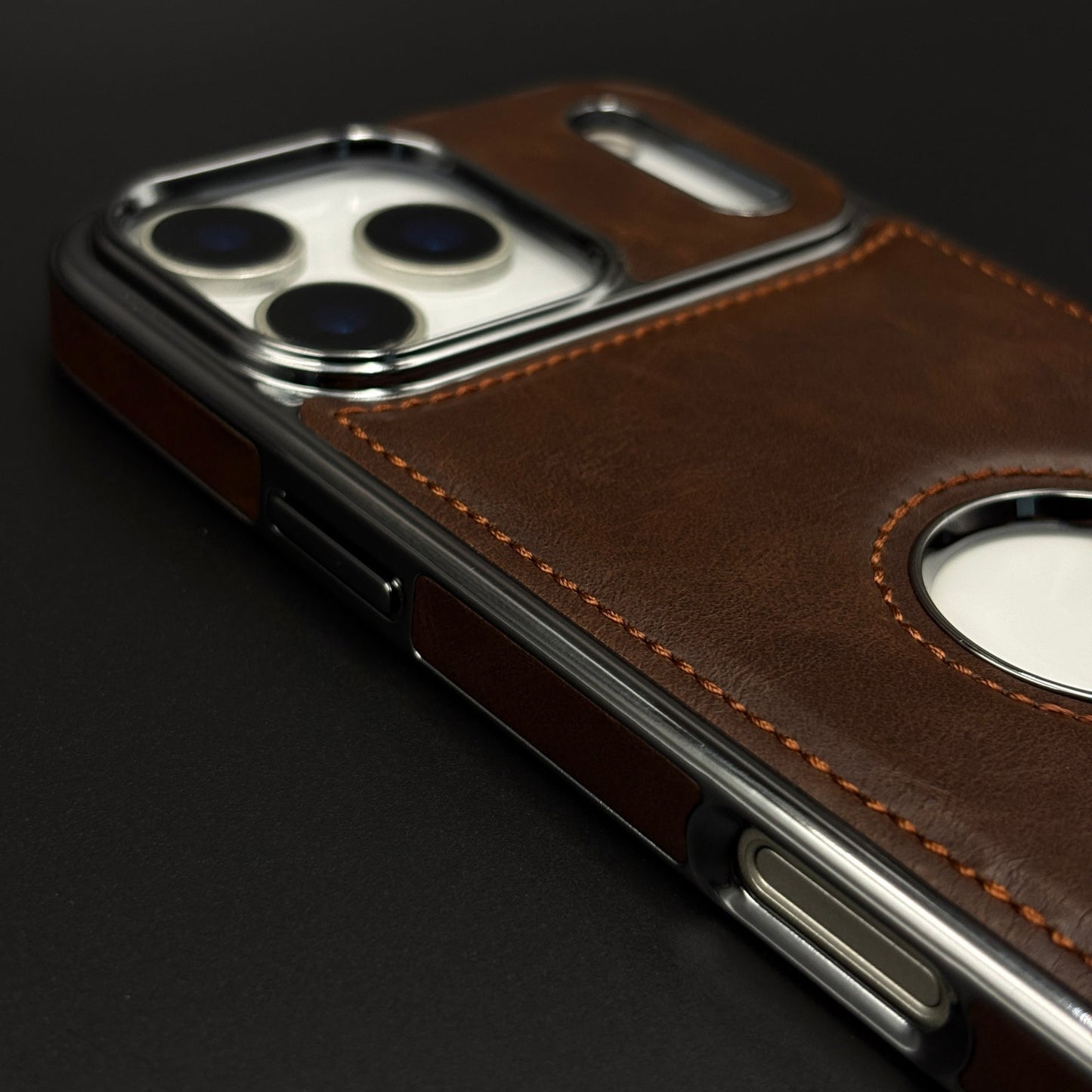 Leather Logo Cut Stitched Mobile Case Cover for iPhone 17 Series