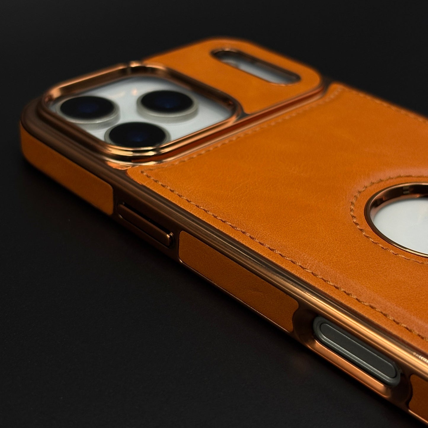 Leather Logo Cut Stitched Mobile Case Cover for iPhone 17 Series