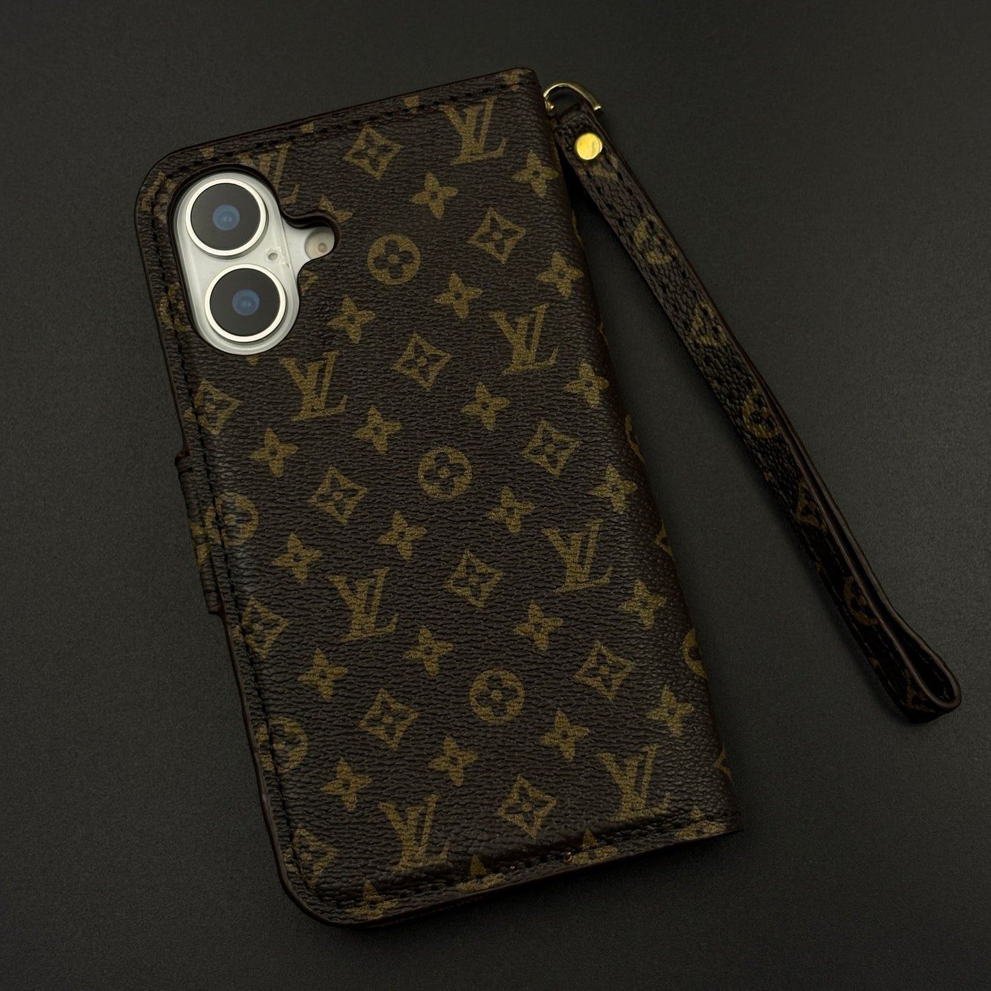 Monogram Flip Wallet Case for iPhone 17 with Card Slots | ID Window & Wrist Strap