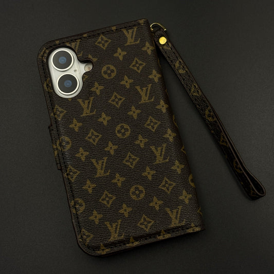 Monogram Flip Wallet Case for iPhone 17 with Card Slots | ID Window & Wrist Strap