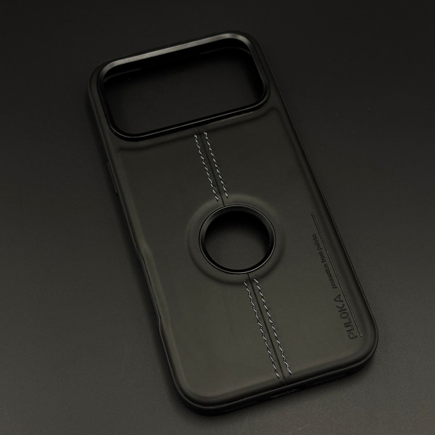 Stitched Leather Logo Cut Mobile Case Cover for iPhone 17 Series