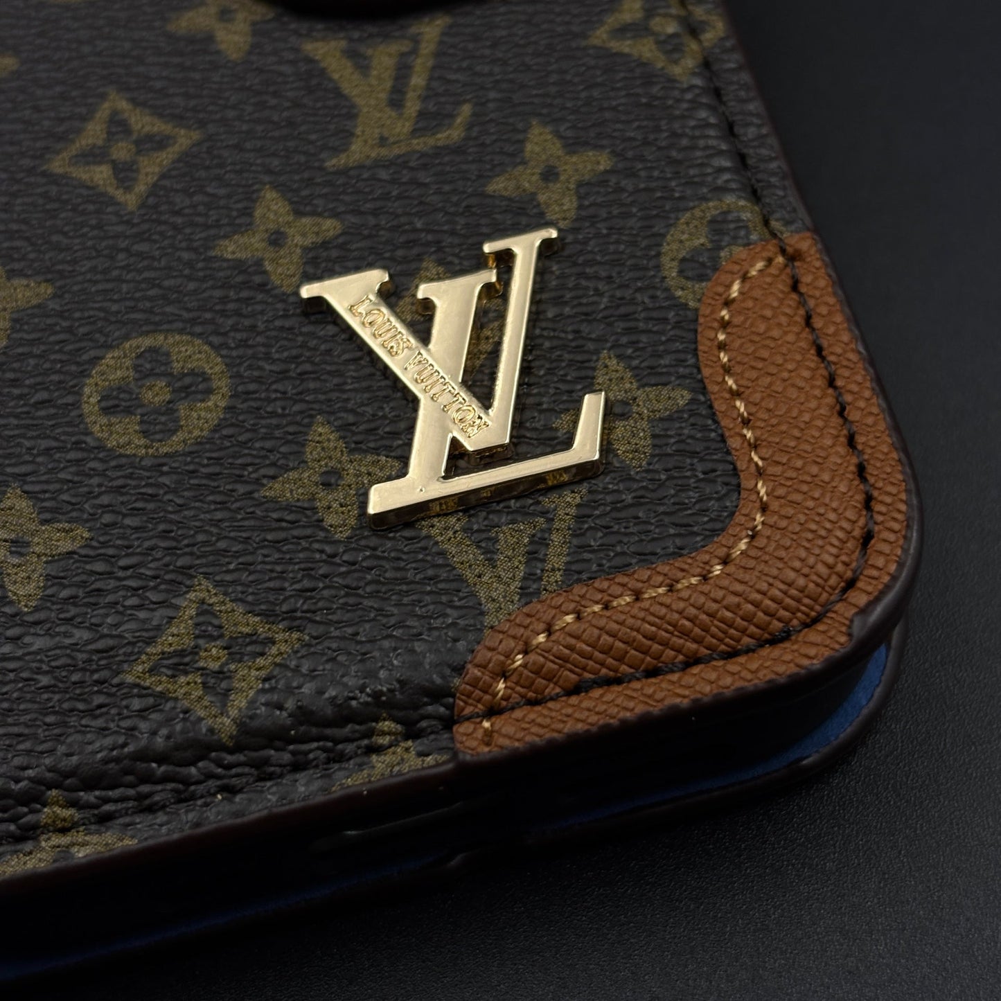 Monogram Flip Wallet Case for iPhone 17 with Card Slots | ID Window & Wrist Strap