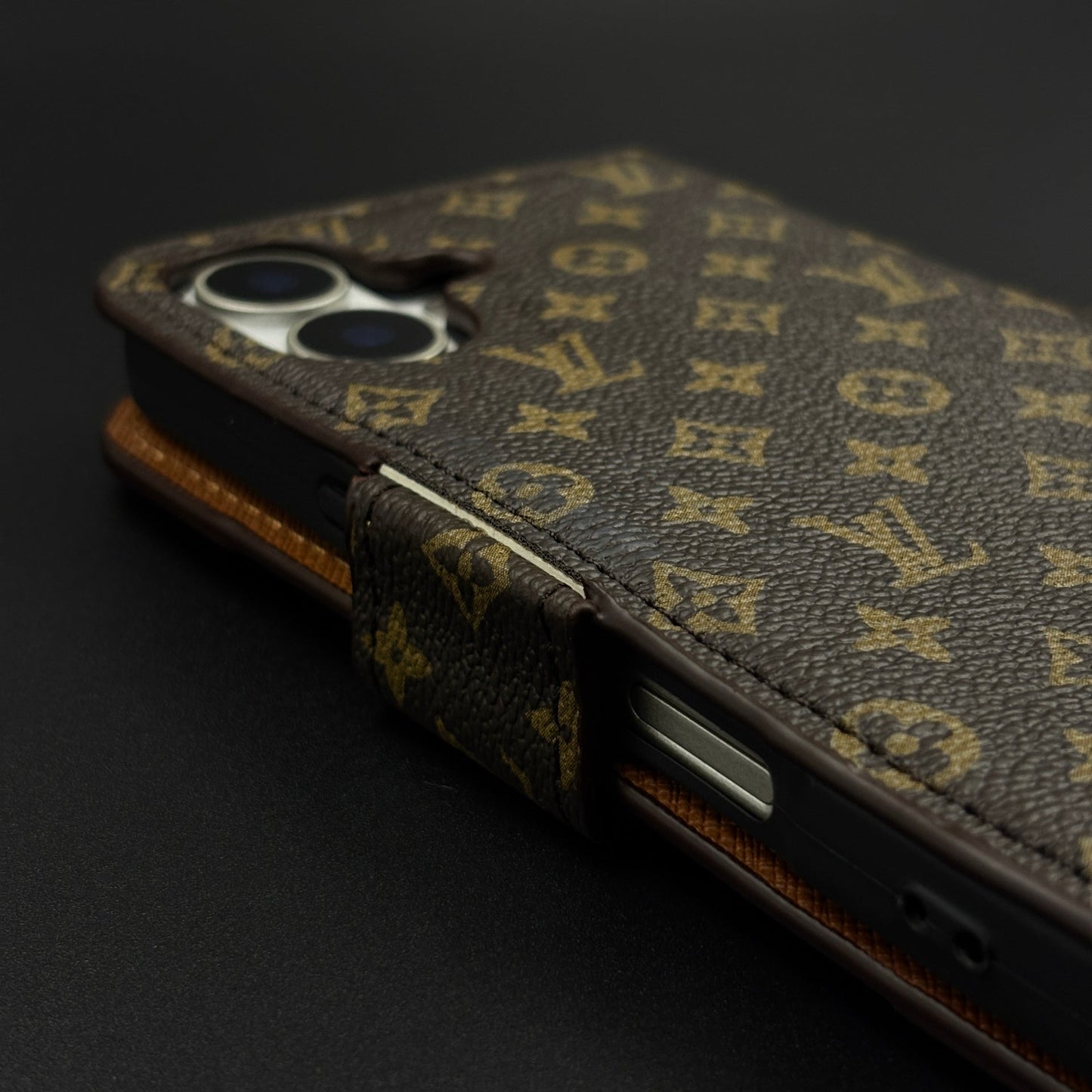 Monogram Flip Wallet Case for iPhone 17 with Card Slots | ID Window & Wrist Strap