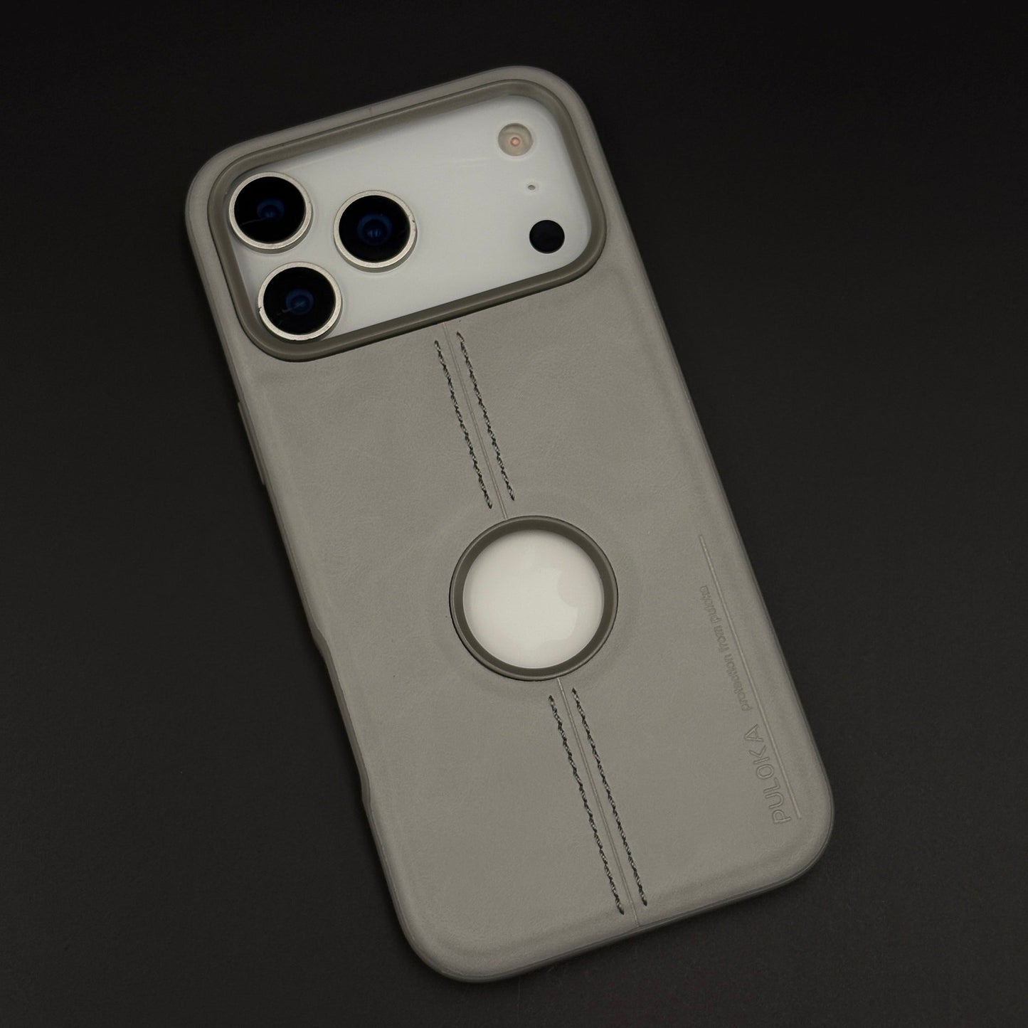 Stitched Leather Logo Cut Mobile Case Cover for iPhone 17 Series