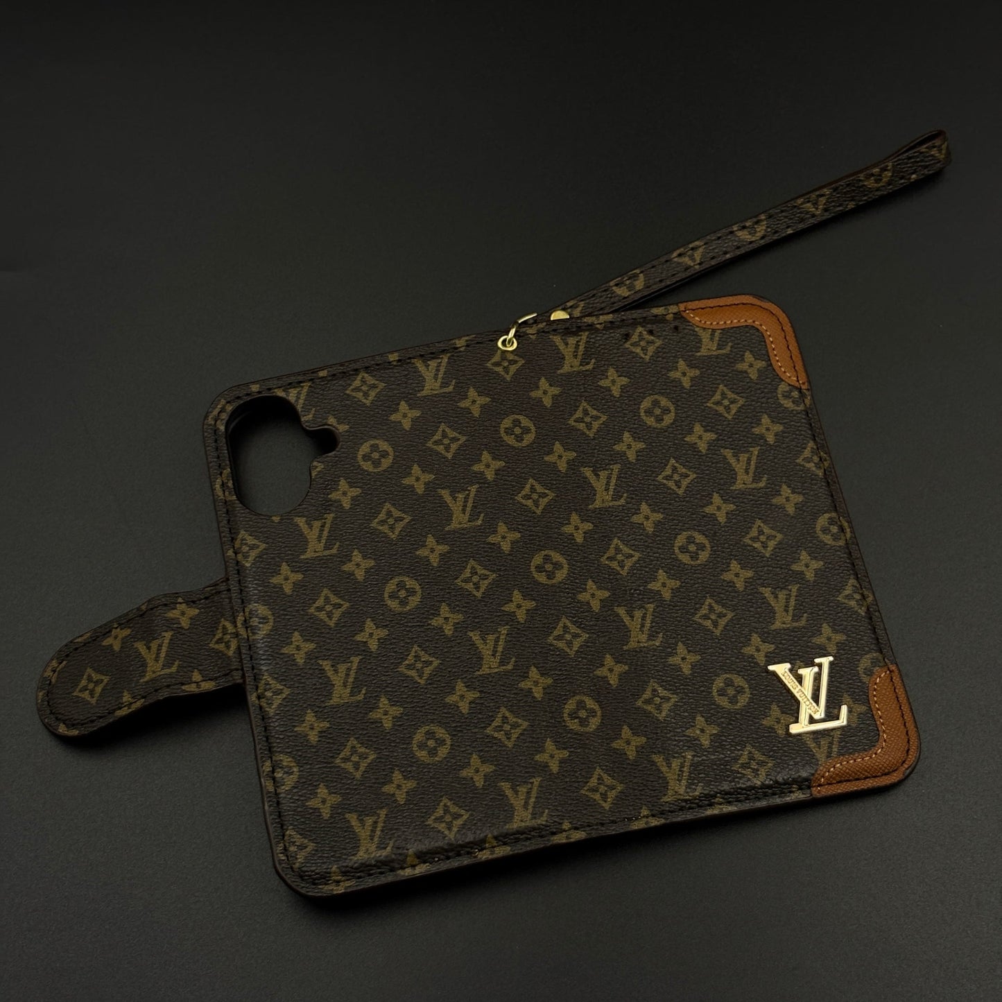 Monogram Flip Wallet Case for iPhone 17 with Card Slots | ID Window & Wrist Strap