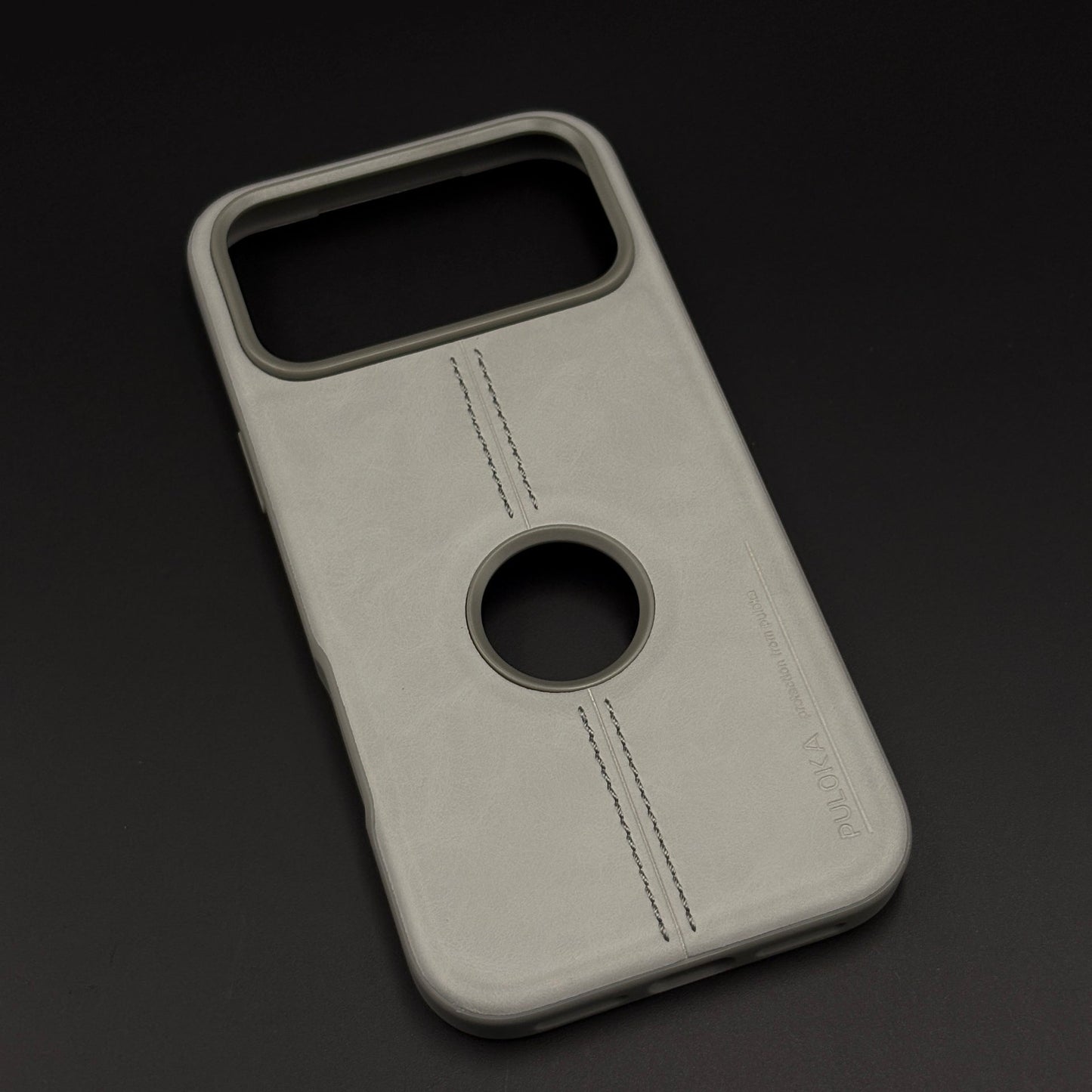 Stitched Leather Logo Cut Mobile Case Cover for iPhone 17 Series