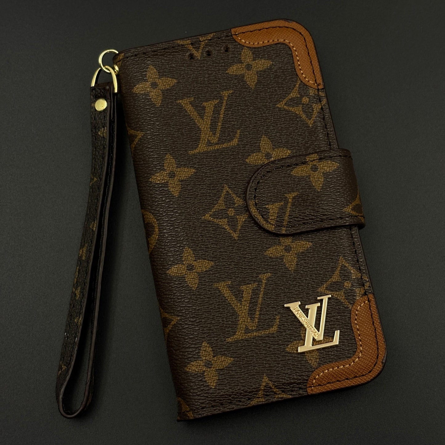 Monogram Flip Wallet Case for iPhone 17 with Card Slots | ID Window & Wrist Strap