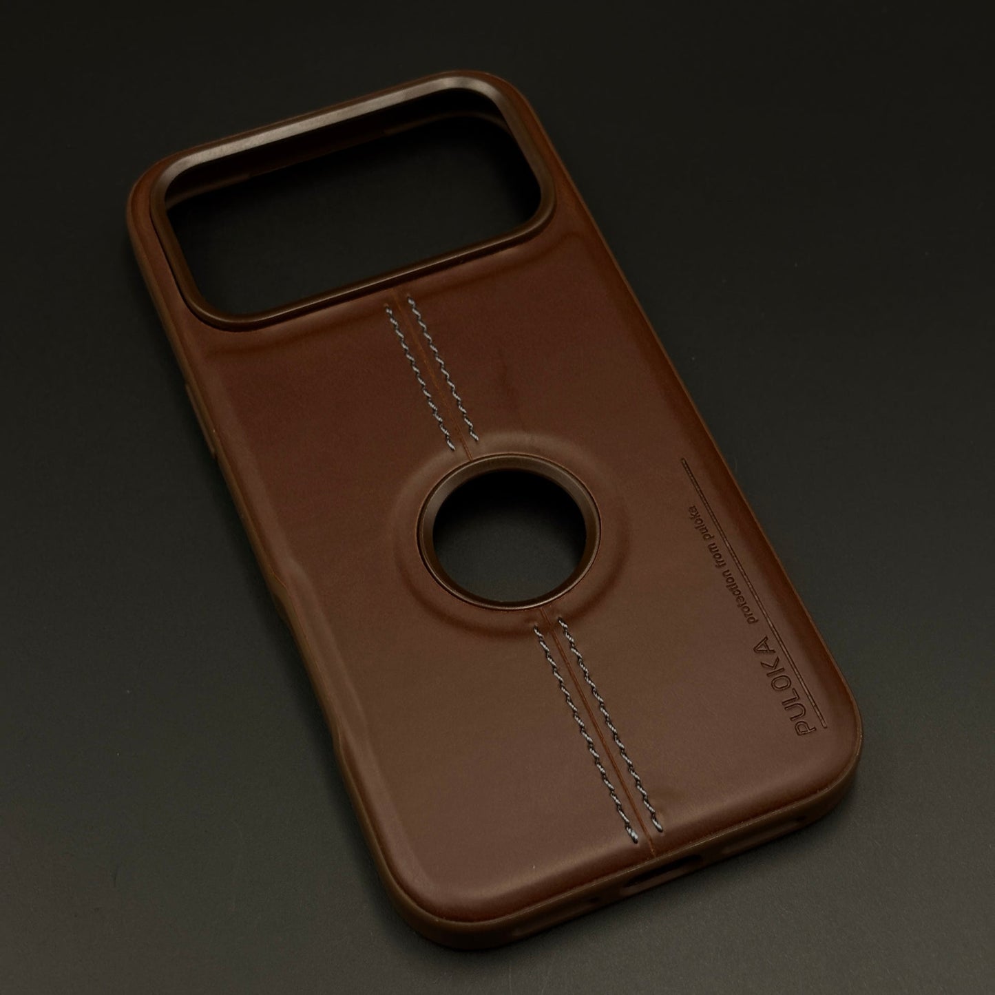 Stitched Leather Logo Cut Mobile Case Cover for iPhone 17 Series