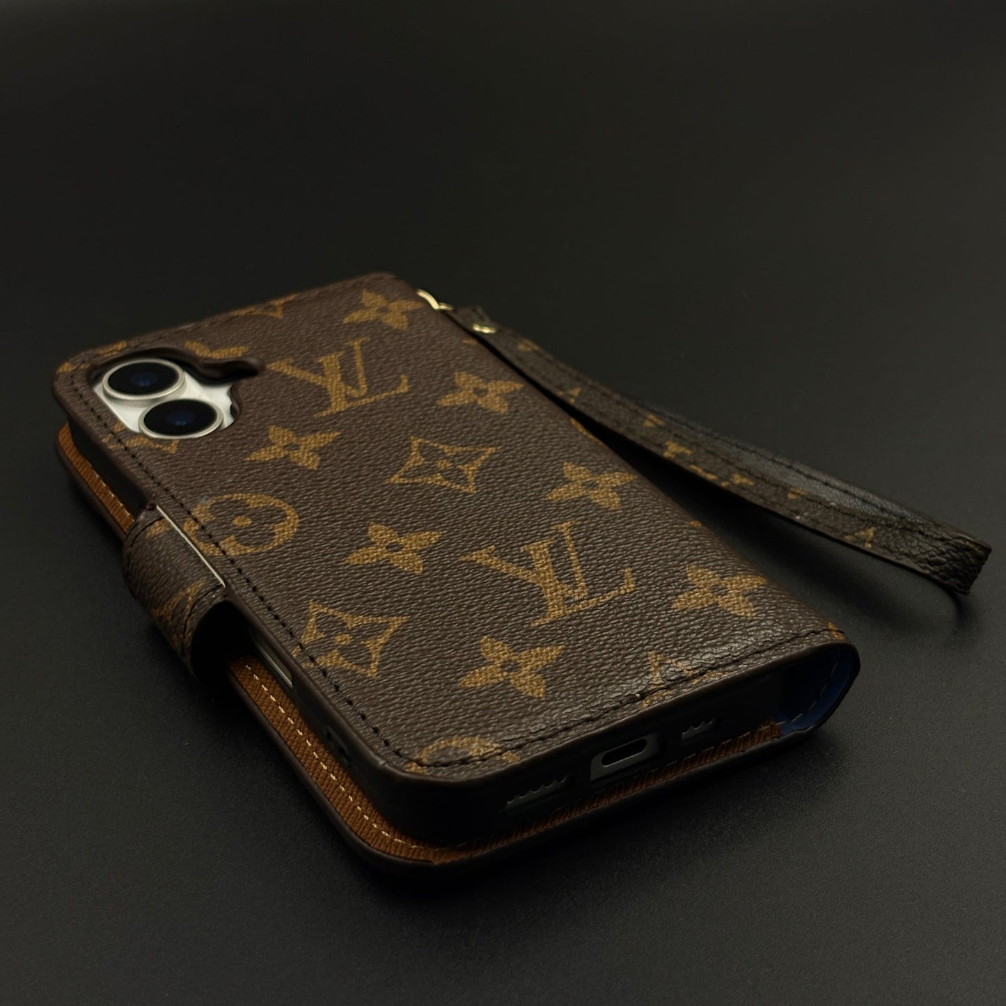 Monogram Flip Wallet Case for iPhone 17 with Card Slots | ID Window & Wrist Strap
