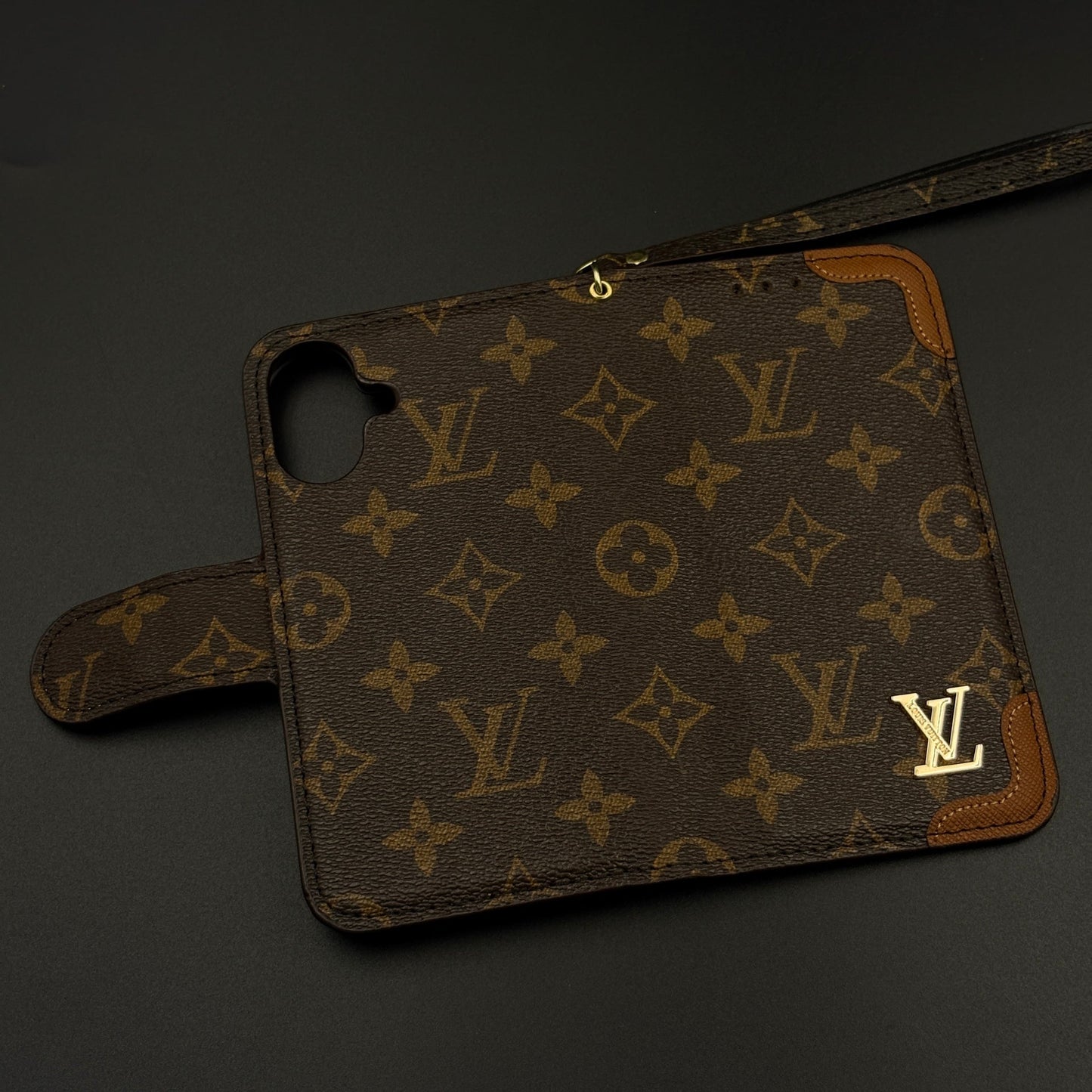 Monogram Flip Wallet Case for iPhone 17 with Card Slots | ID Window & Wrist Strap