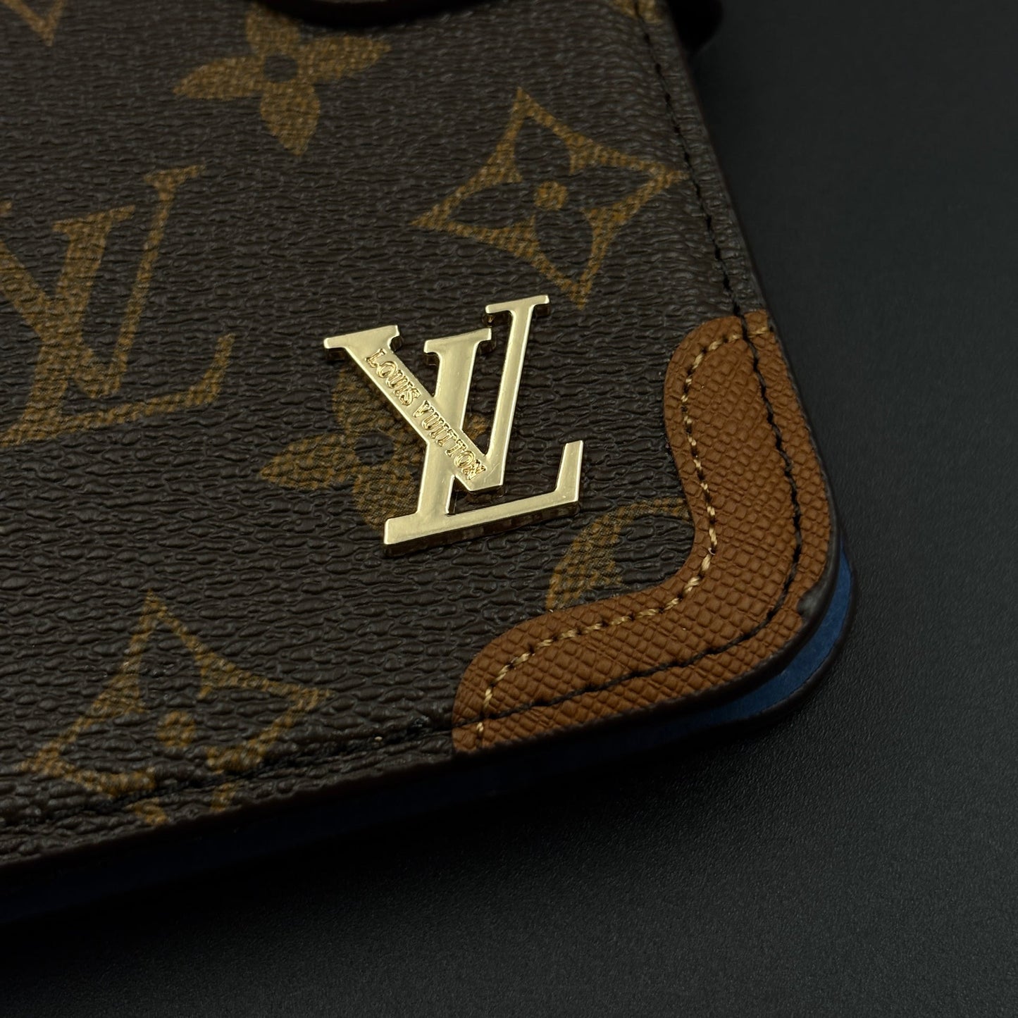 Monogram Flip Wallet Case for iPhone 16 Pro Max with Card Slots | ID Window & Wrist Strap