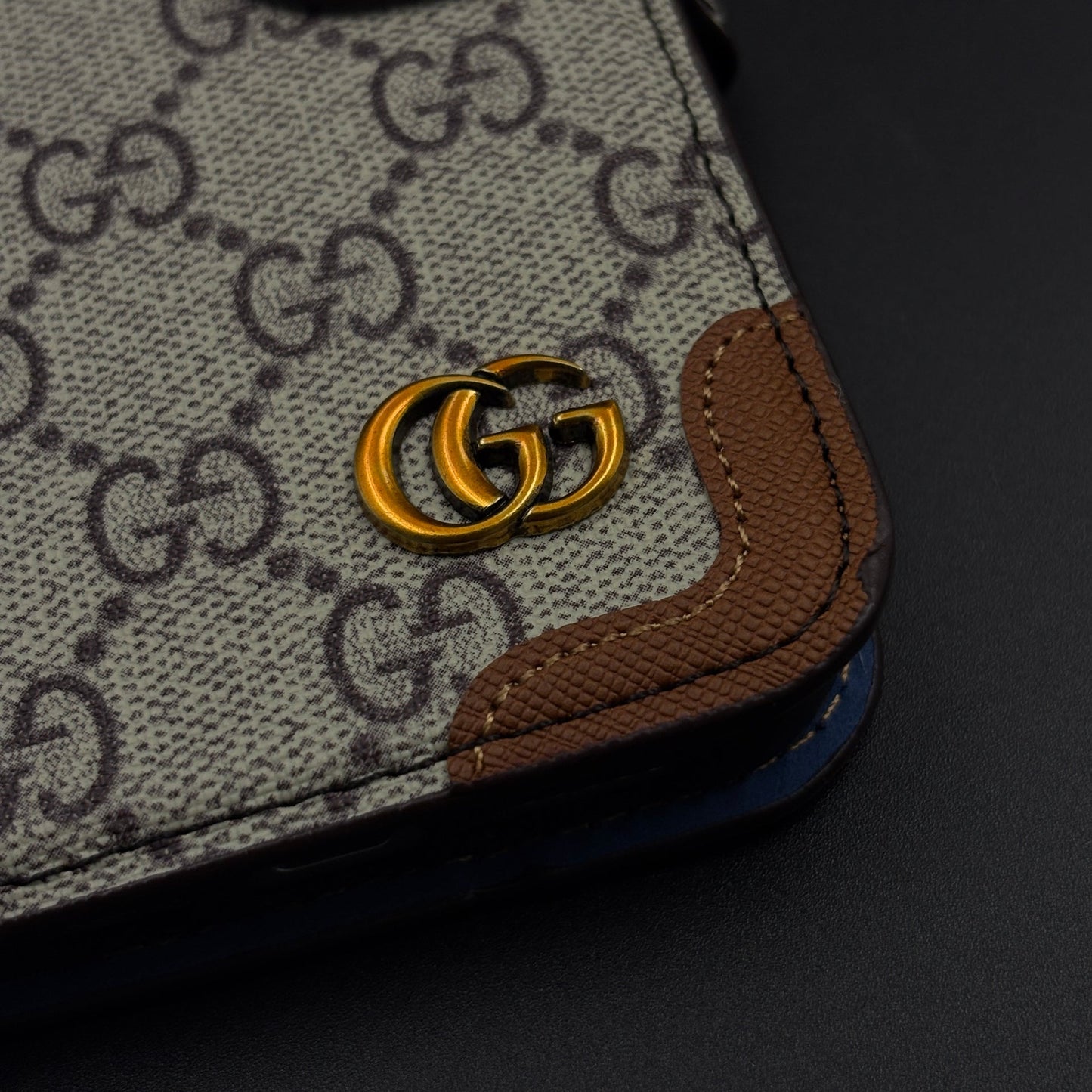 GG Monogram Flip Wallet Case for iPhone 16 Pro Max with Card Slots | ID Window & Wrist Strap