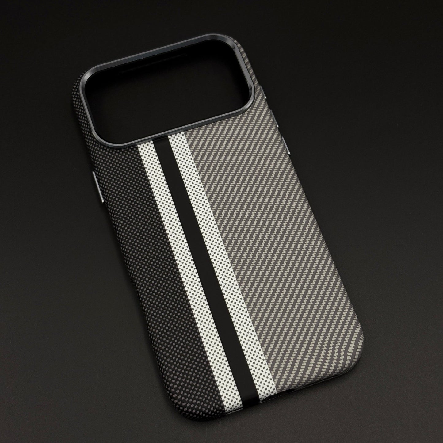 Aramid Texture Case Stripe Pattern Gray for iPhone 17 Series | Carbon Fibre Feel | Hidden MagSafe | Ultra Slim Fit
