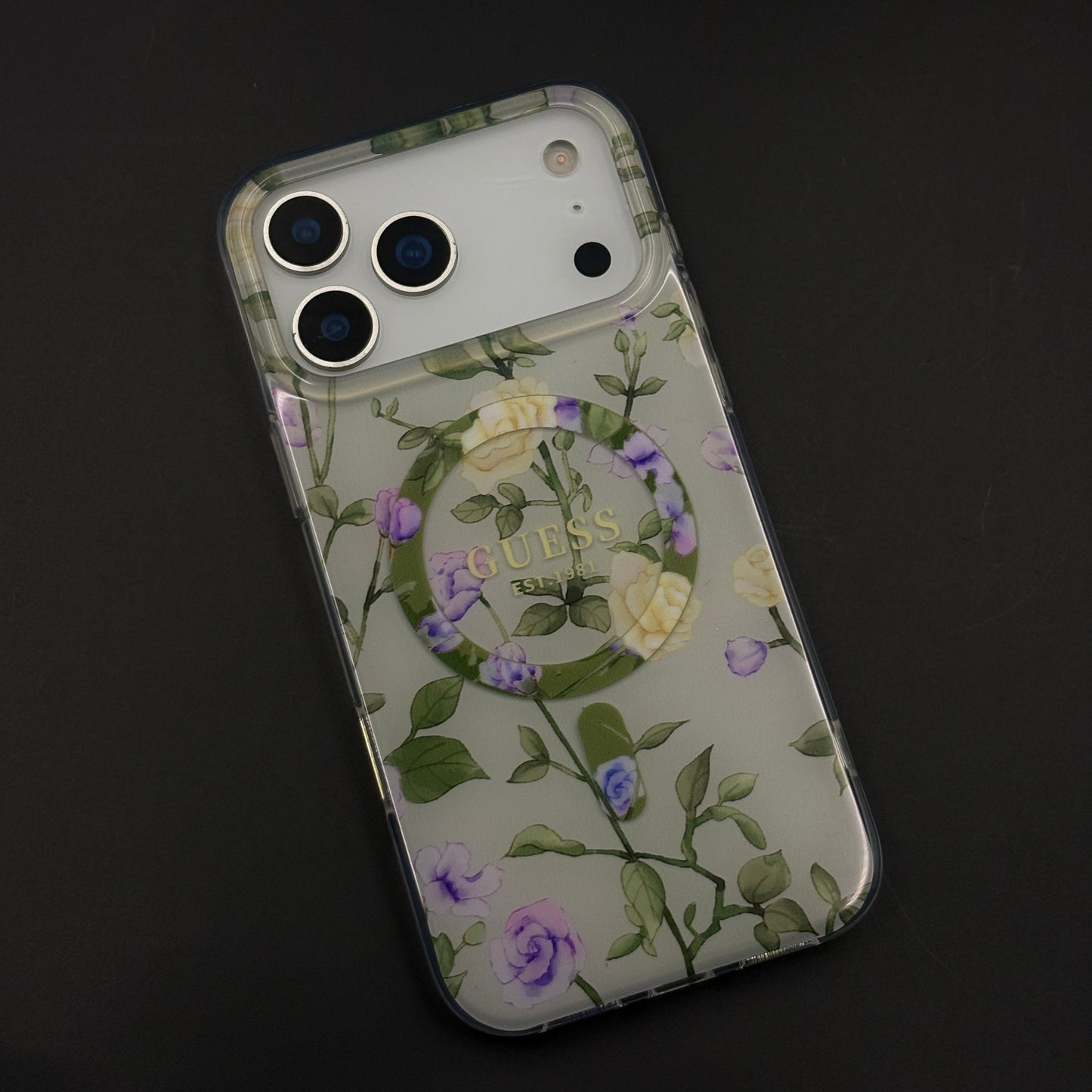 Floral Print GS Brand MagSafe Transparent Mobile Case Cover for iPhone 17 Series
