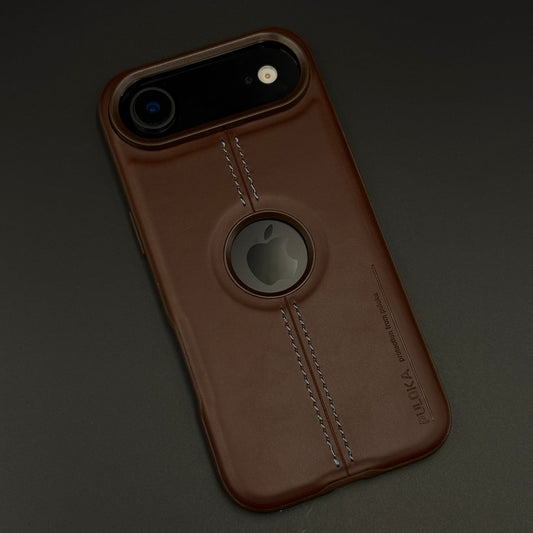 Stitched Leather Logo Cut Mobile Case Cover for iPhone 17 Air