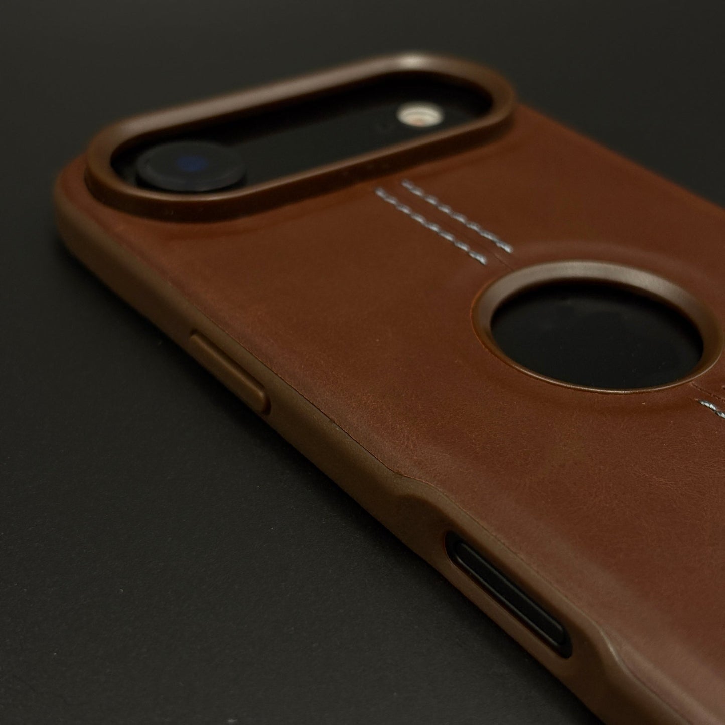 Stitched Leather Logo Cut Mobile Case Cover for iPhone 17 Air