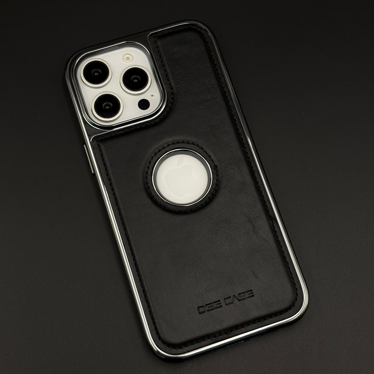 Leather Logo Cut Stitched Mobile Case Cover for iPhone