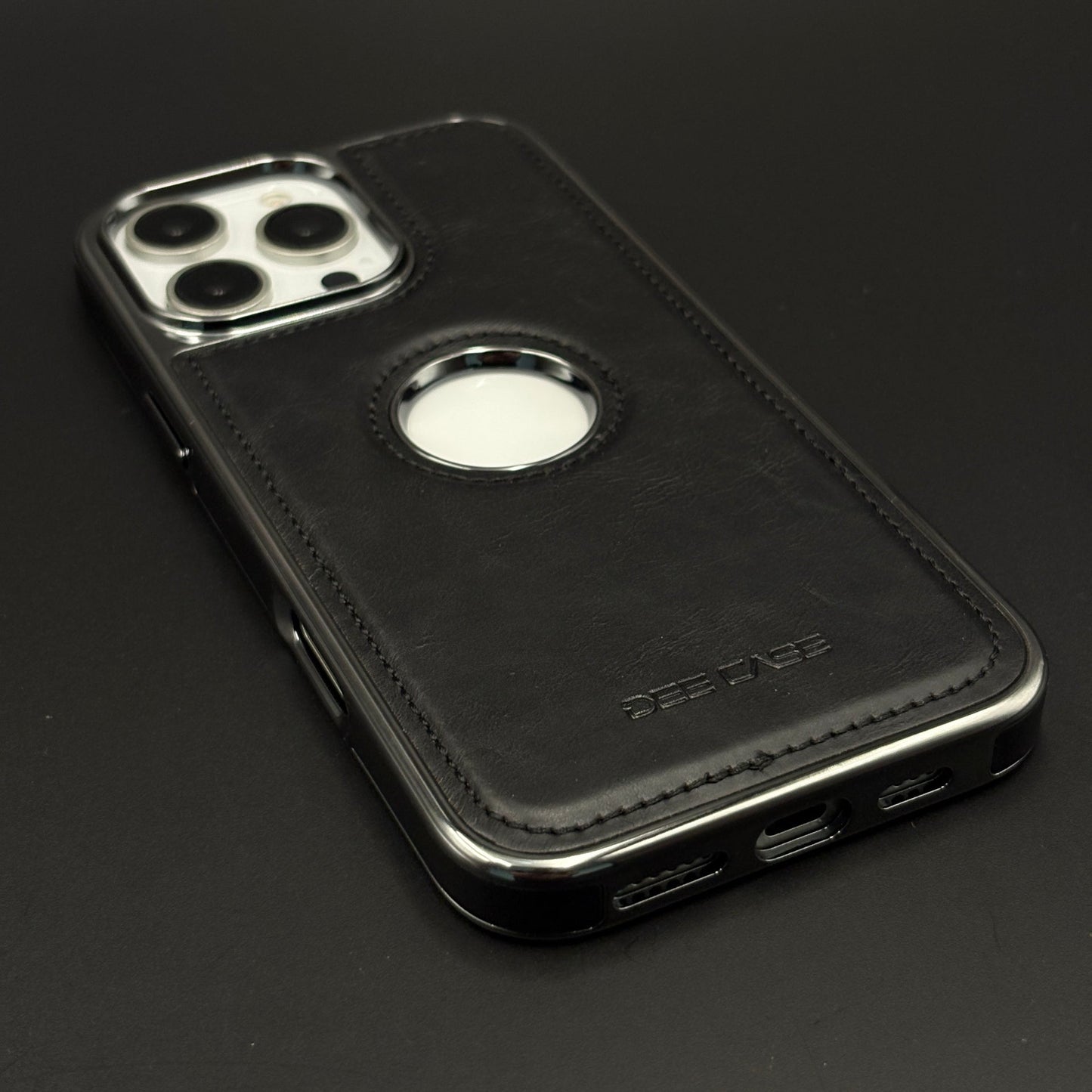 Leather Logo Cut Stitched Mobile Case Cover for iPhone