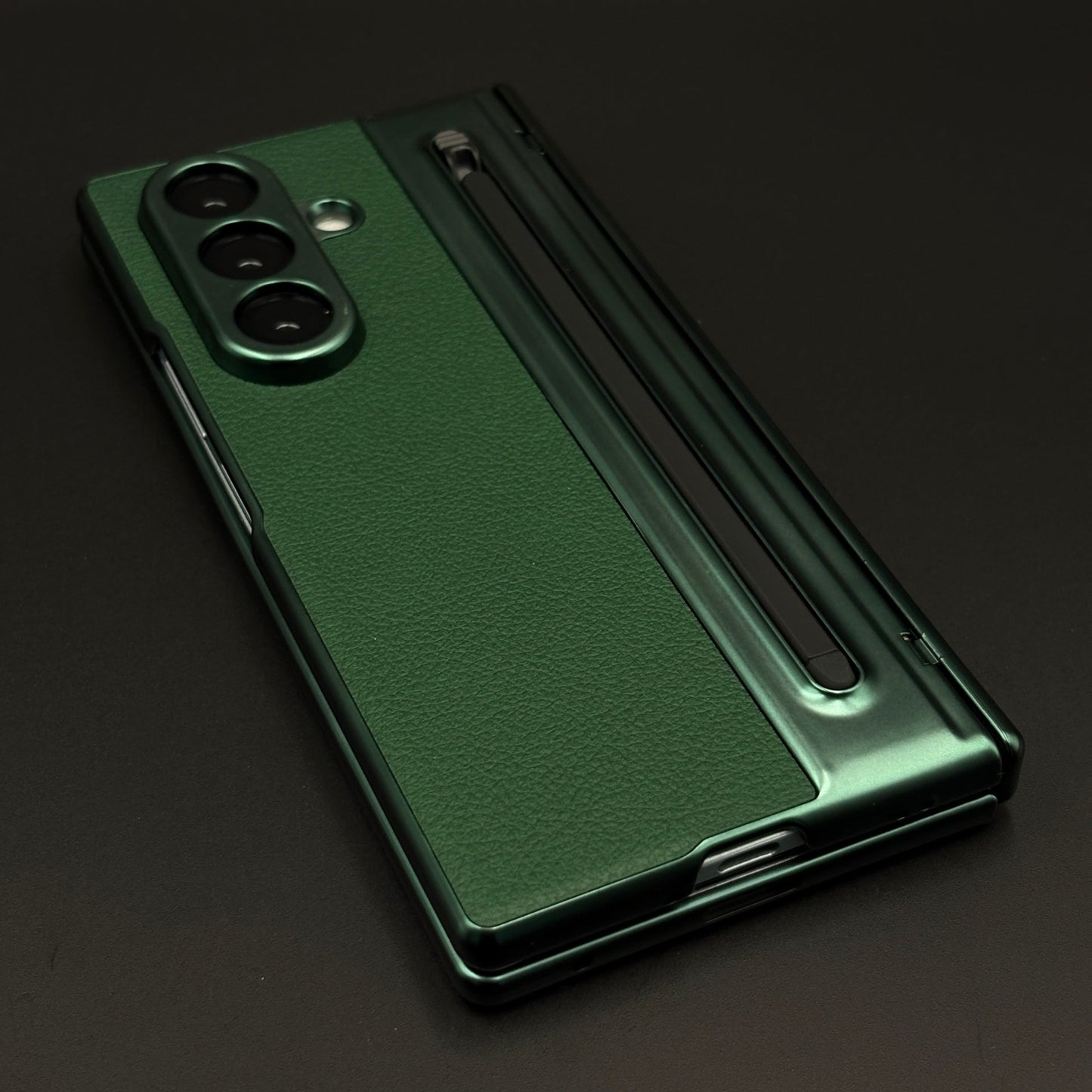 All-in-One Case | Leather Texture with Pen for Samsung Galaxy Z Fold 6 | Front Screen Protector & Side Hinge Protection