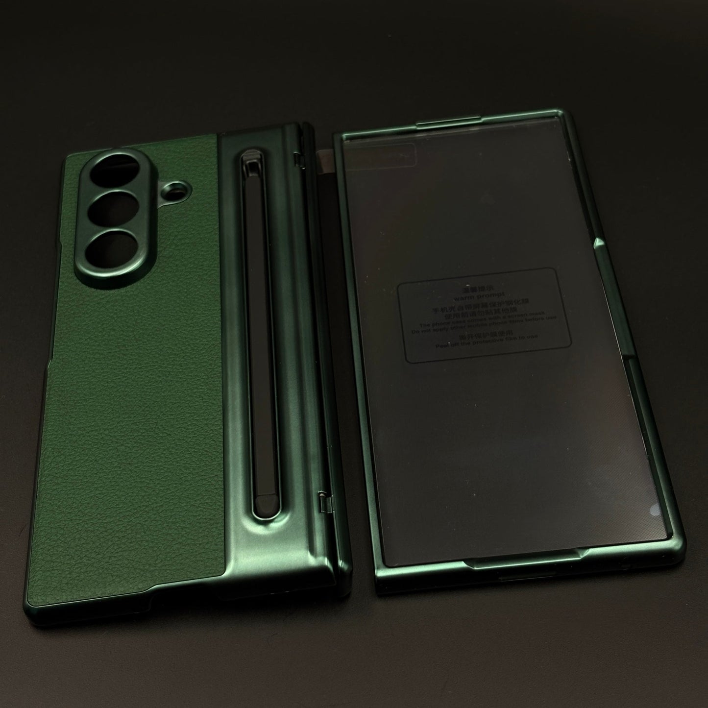 All-in-One Case | Leather Texture with Pen for Samsung Galaxy Z Fold 6 | Front Screen Protector & Side Hinge Protection