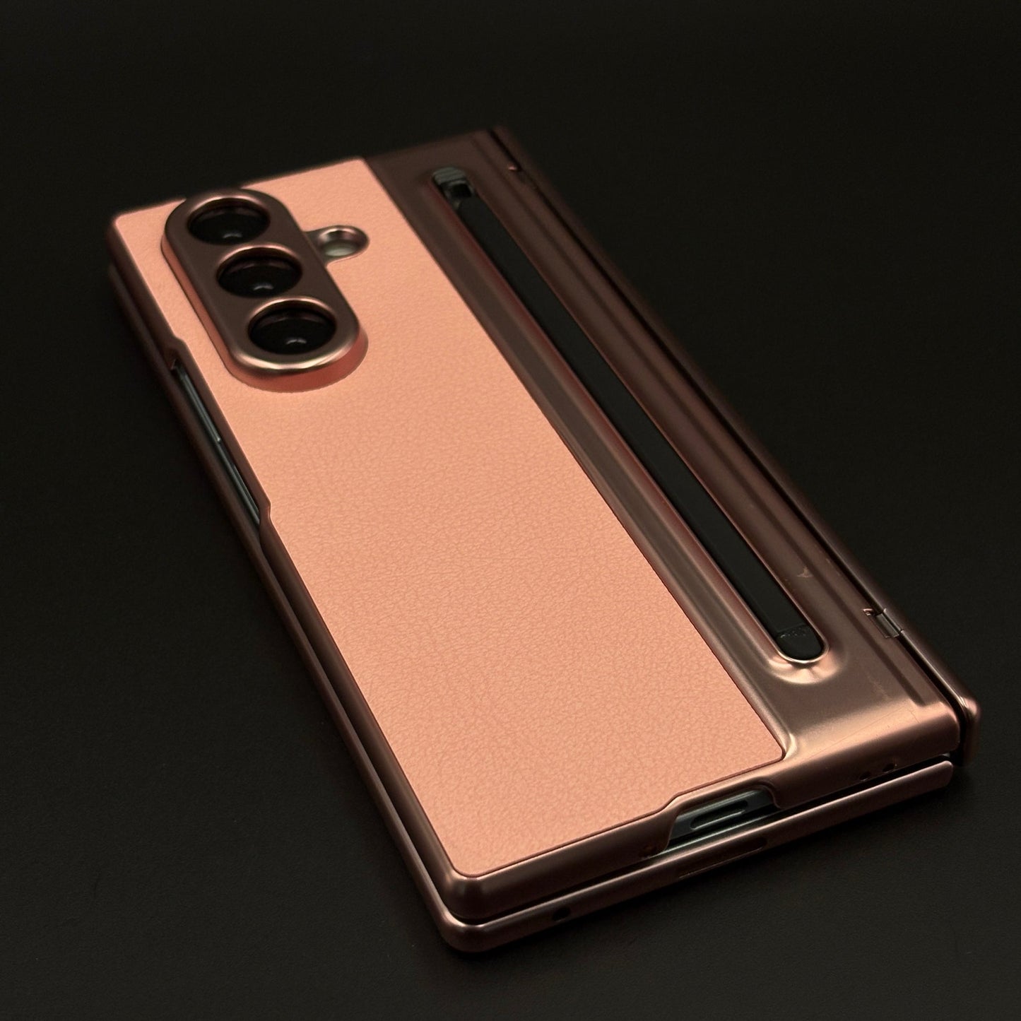All-in-One Case | Leather Texture with Pen for Samsung Galaxy Z Fold 7 | Front Screen Protector & Side Hinge Protection