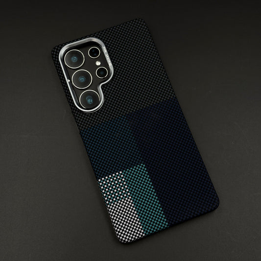 Blue Block Aramid Case with Hidden MagSafe for Samsung Galaxy S25 Ultra | Carbon Fibre Feel