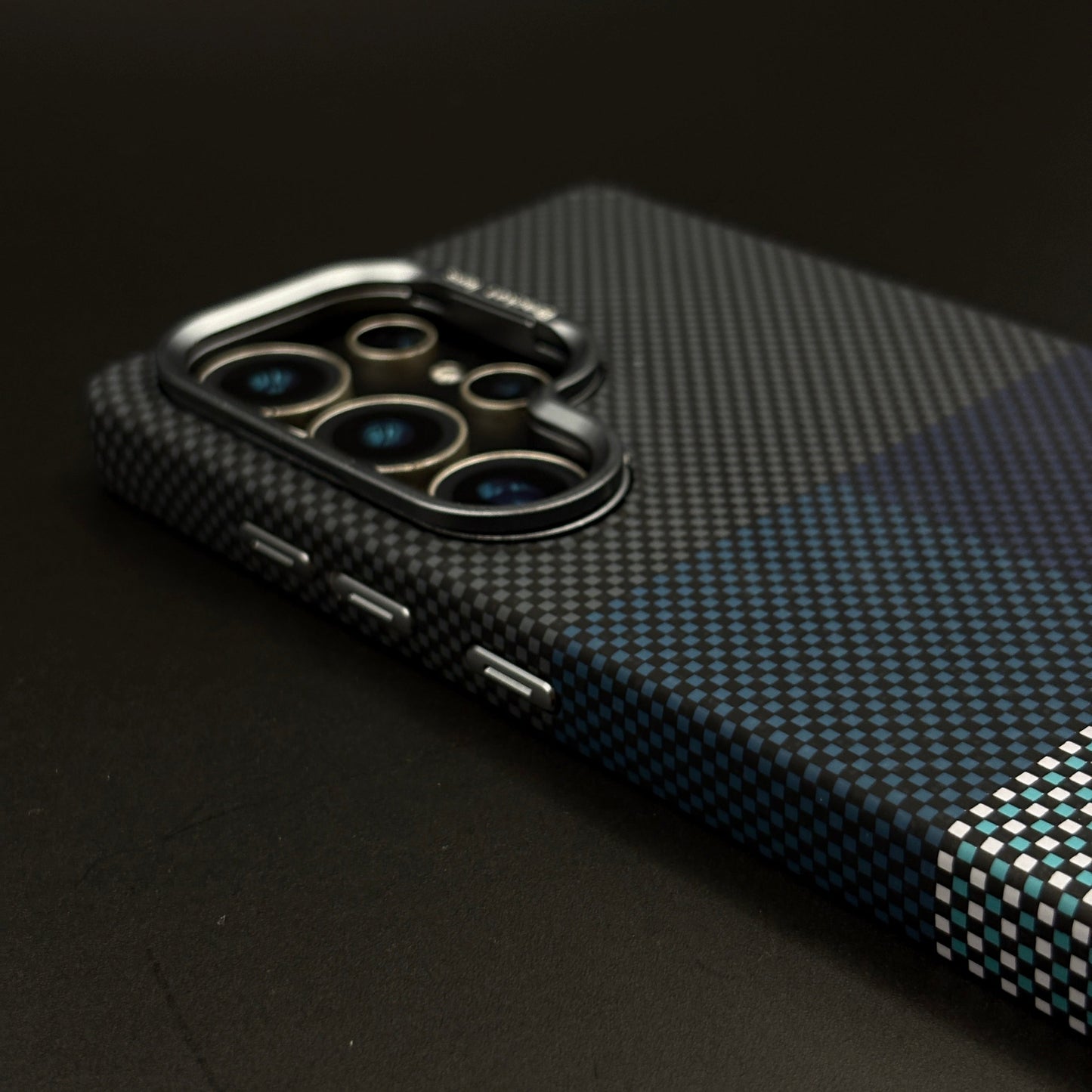 Blue Block Aramid Case with Hidden MagSafe for Samsung Galaxy S25 Ultra | Camera Kickstand | Carbon Fibre Feel