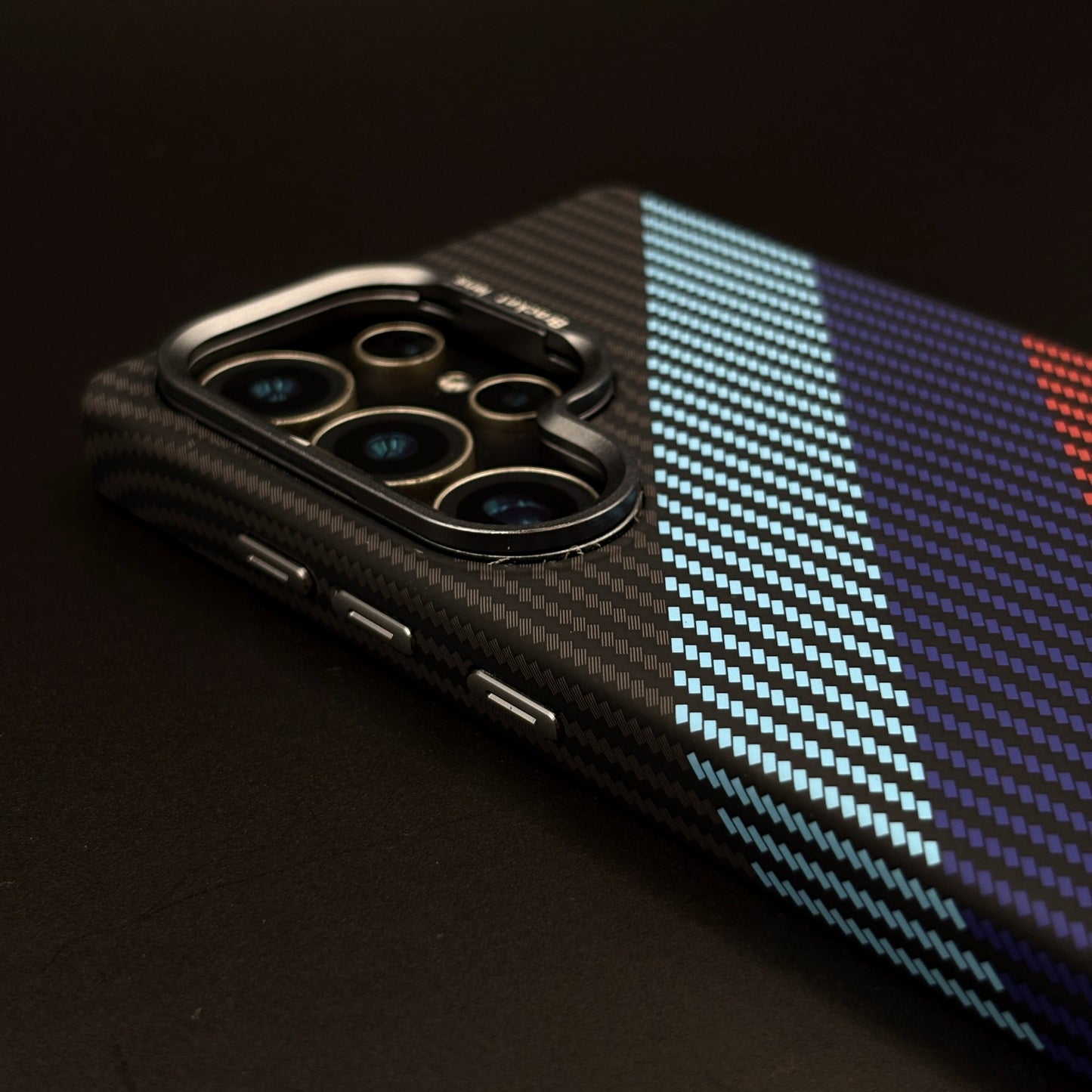 M Stripe Aramid Case with Hidden MagSafe for Samsung Galaxy S25 Ultra | Camera Kickstand | Carbon Fibre Racing Feel