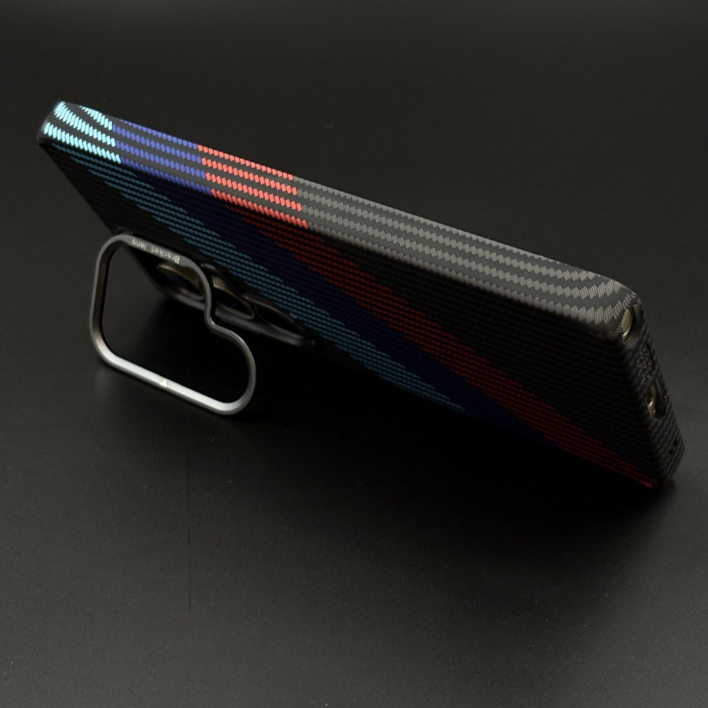 M Stripe Aramid Case with Hidden MagSafe for Samsung Galaxy S25 Ultra | Camera Kickstand | Carbon Fibre Racing Feel
