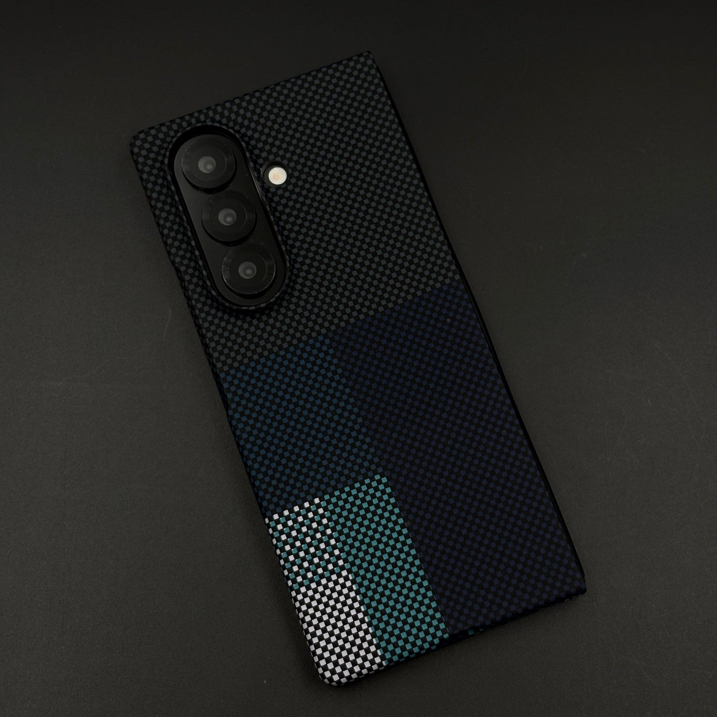 Blue Block Aramid Case with Hidden MagSafe for Samsung Galaxy Z Fold 6 | Camera Kickstand | Carbon Fibre Feel