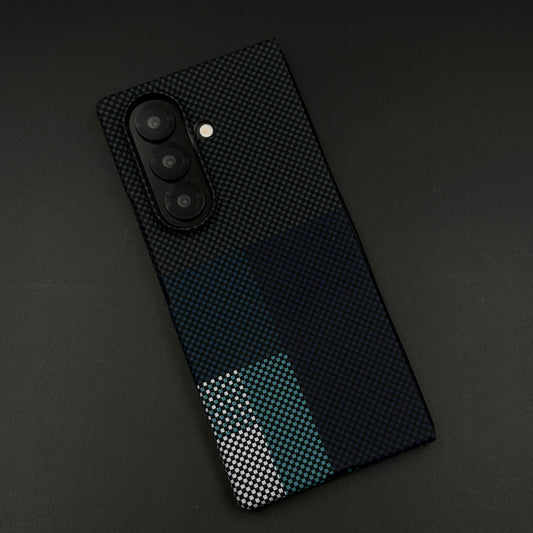 Blue Block Aramid Case with Hidden MagSafe for Samsung Galaxy Z Fold 6 | Camera Kickstand | Carbon Fibre Feel