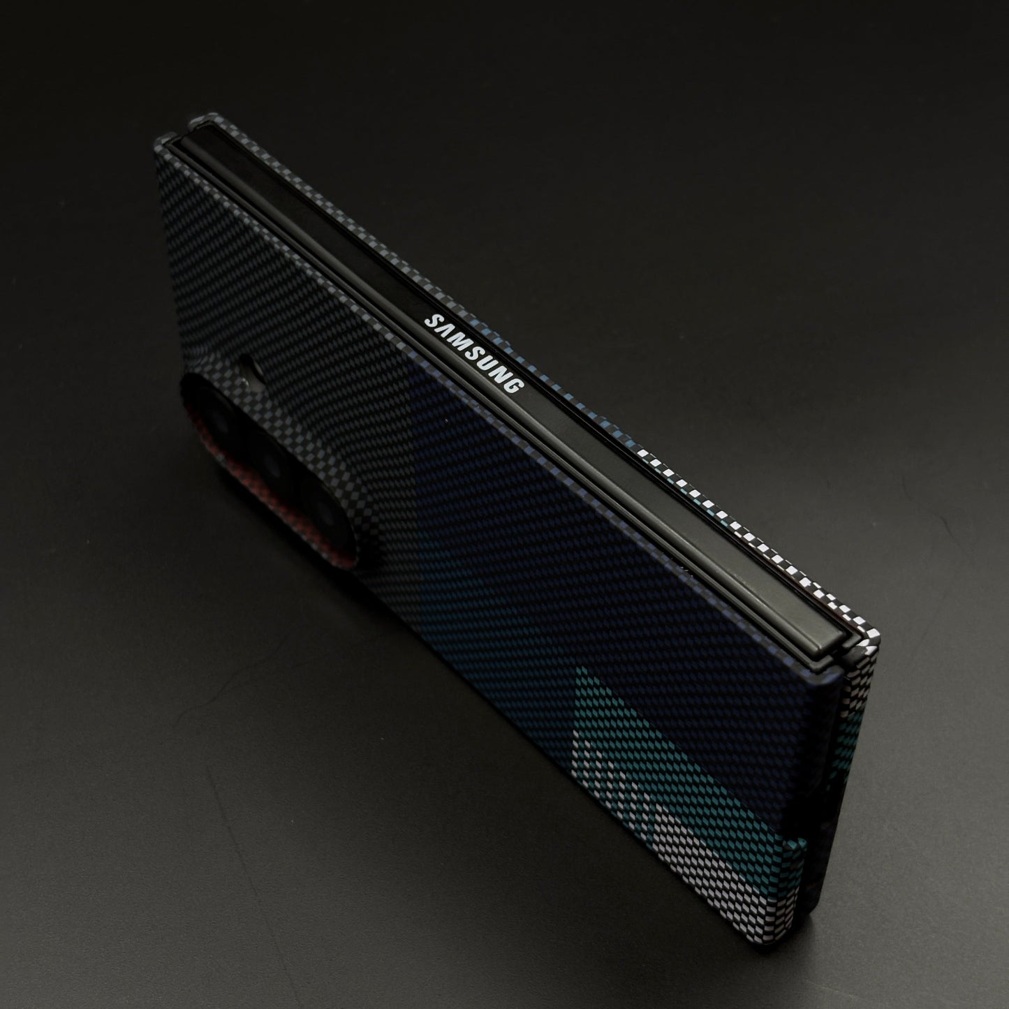 Blue Block Aramid Case with Hidden MagSafe for Samsung Galaxy Z Fold 6 | Camera Kickstand | Carbon Fibre Feel