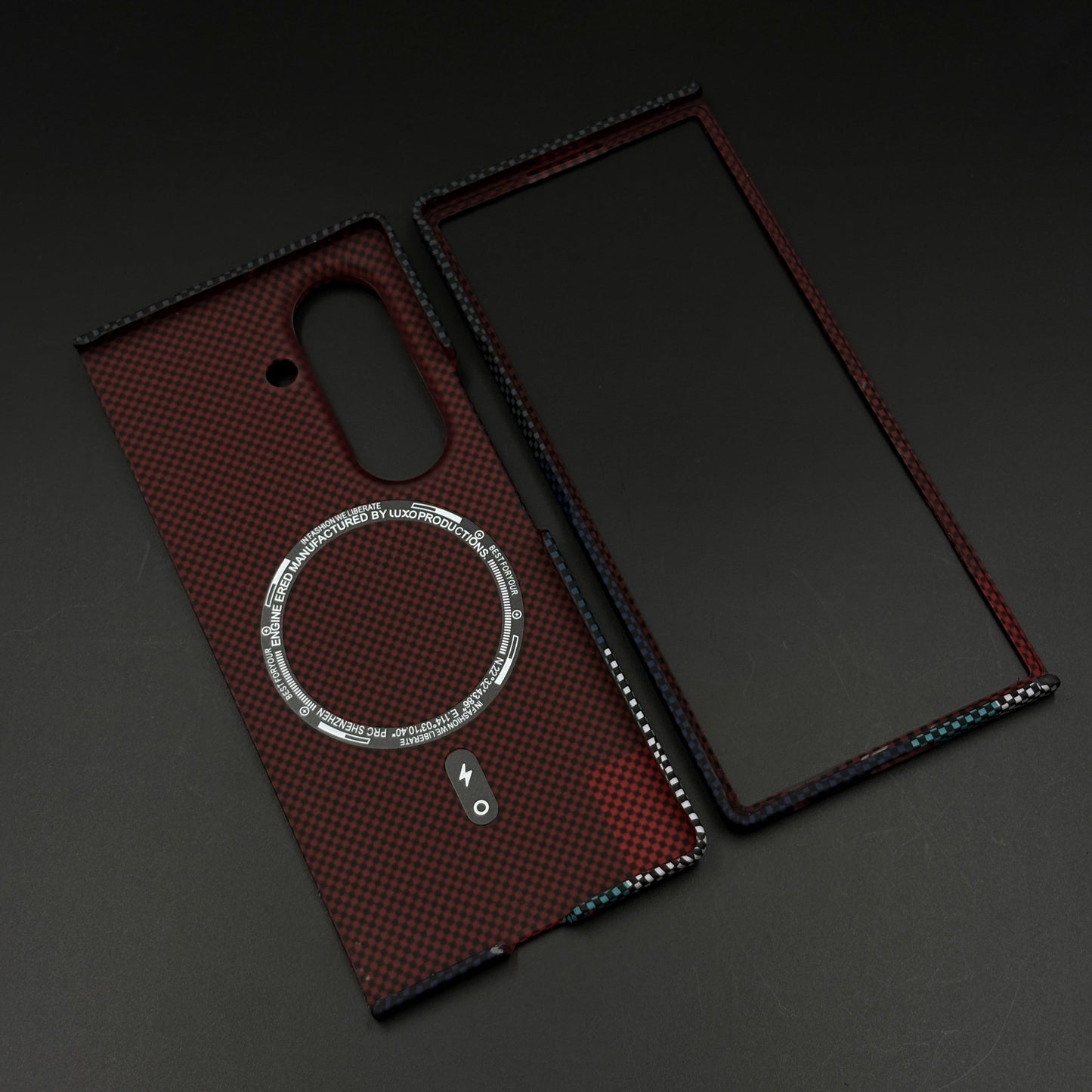 Blue Block Aramid Case with Hidden MagSafe for Samsung Galaxy Z Fold 6 | Camera Kickstand | Carbon Fibre Feel