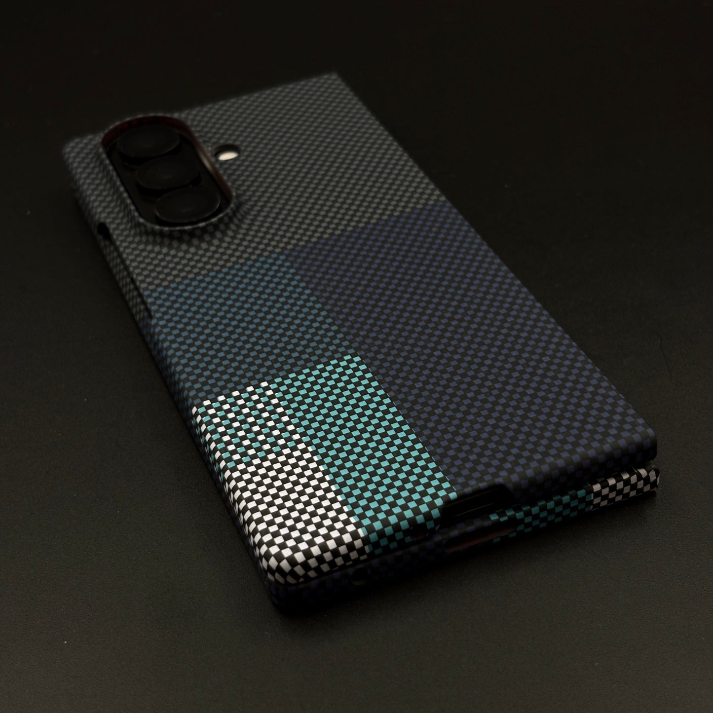 Blue Block Aramid Case with Hidden MagSafe for Samsung Galaxy Z Fold 6 | Camera Kickstand | Carbon Fibre Feel