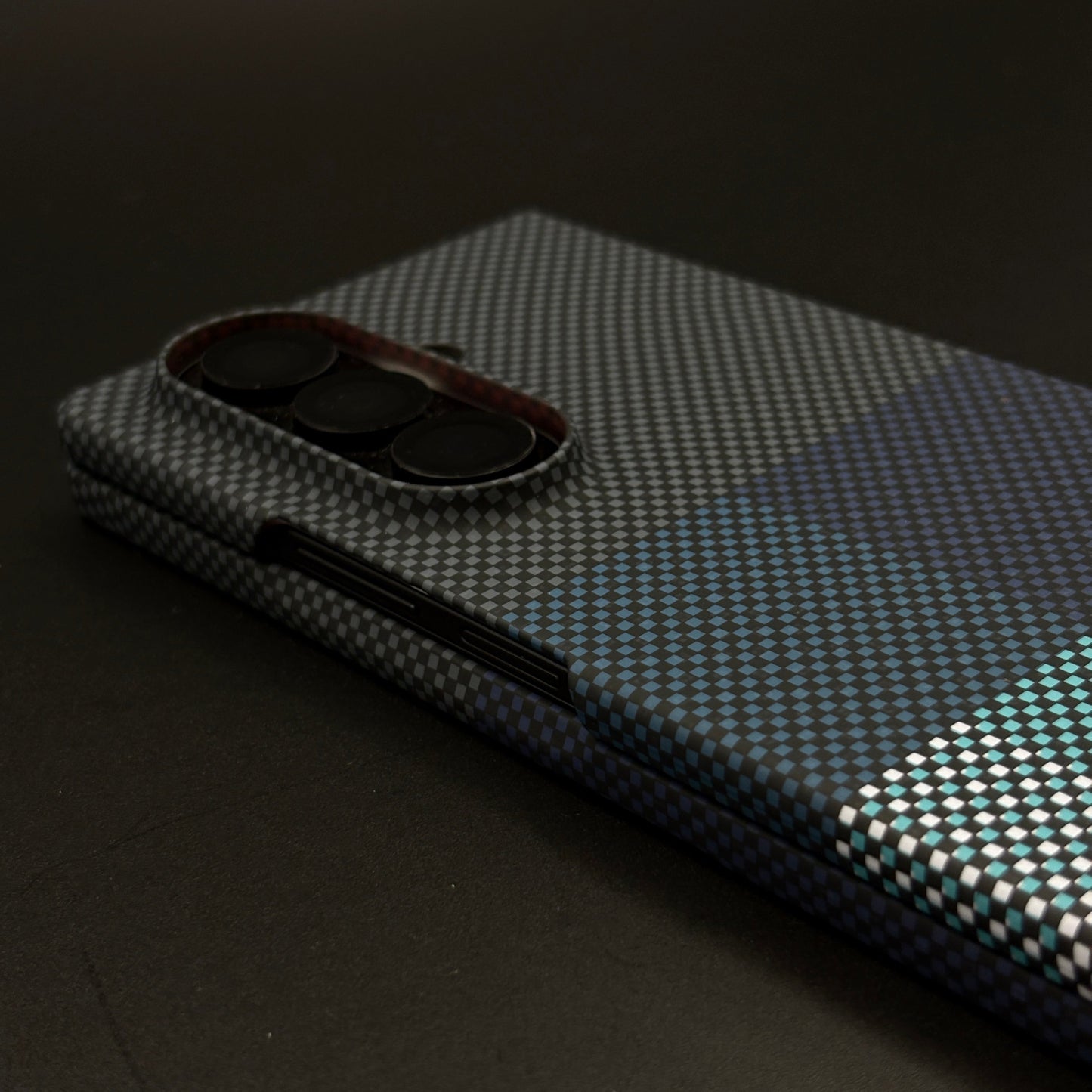 Blue Block Aramid Case with Hidden MagSafe for Samsung Galaxy Z Fold 6 | Camera Kickstand | Carbon Fibre Feel