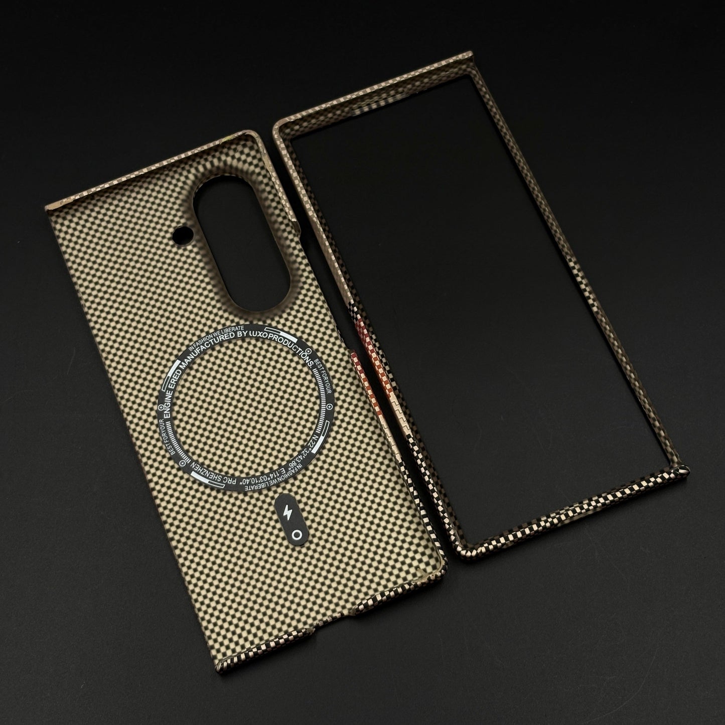 Beige Multi-Stripe Aramid Case with Hidden MagSafe for Samsung Galaxy Z Fold 6 | Camera Kickstand | Carbon Fibre Feel