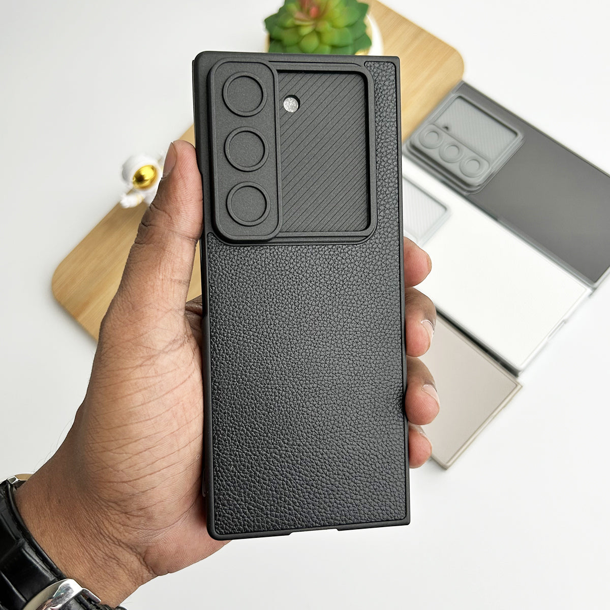 Samsung Galaxy Z Fold 6 Leather Cover With Camera Protective Shutter