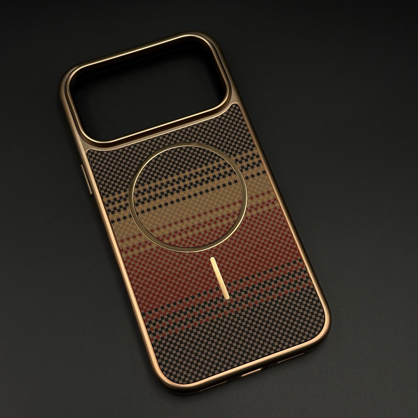 Carbon Fibre Royal Plaid Texture Electroplated MagSafe Mobile Case Cover for iPhone 17 Series
