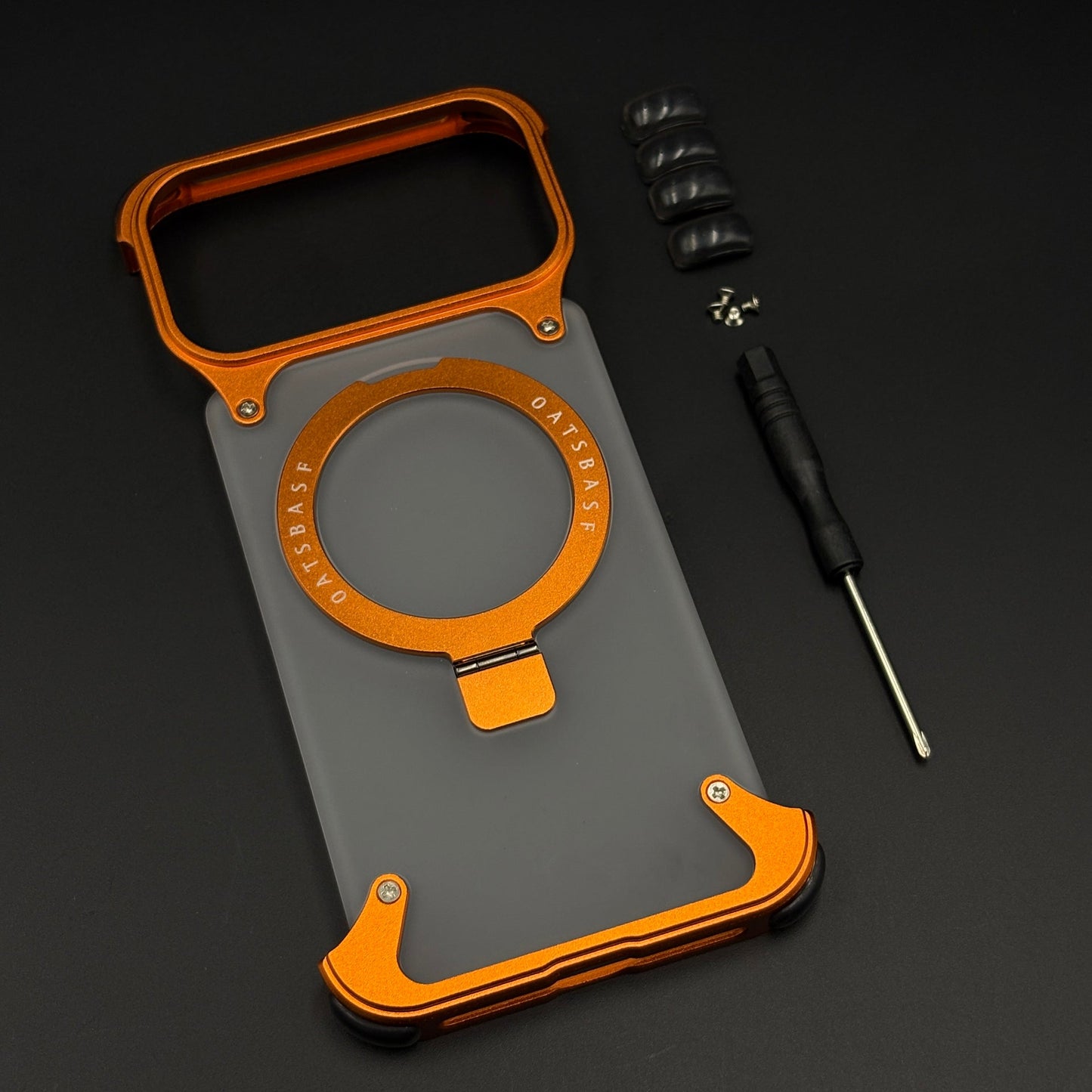 Smokey Frameless Metal Border MagSafe Mobile Case Cover with Screwdriver Kit for iPhone 17 Series