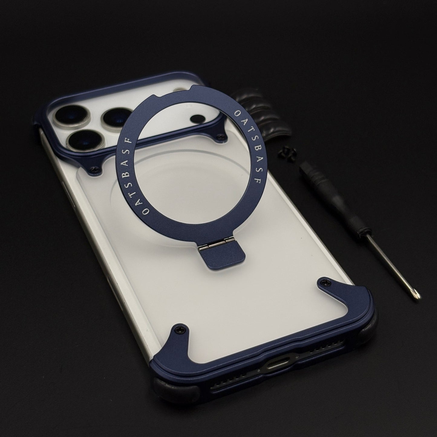 Smokey Frameless Metal Border MagSafe Mobile Case Cover with Screwdriver Kit for iPhone 17 Series