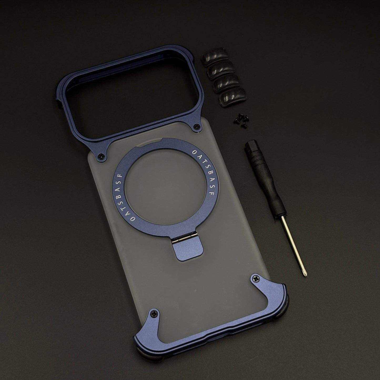 Smokey Frameless Metal Border MagSafe Mobile Case Cover with Screwdriver Kit for iPhone 17 Series