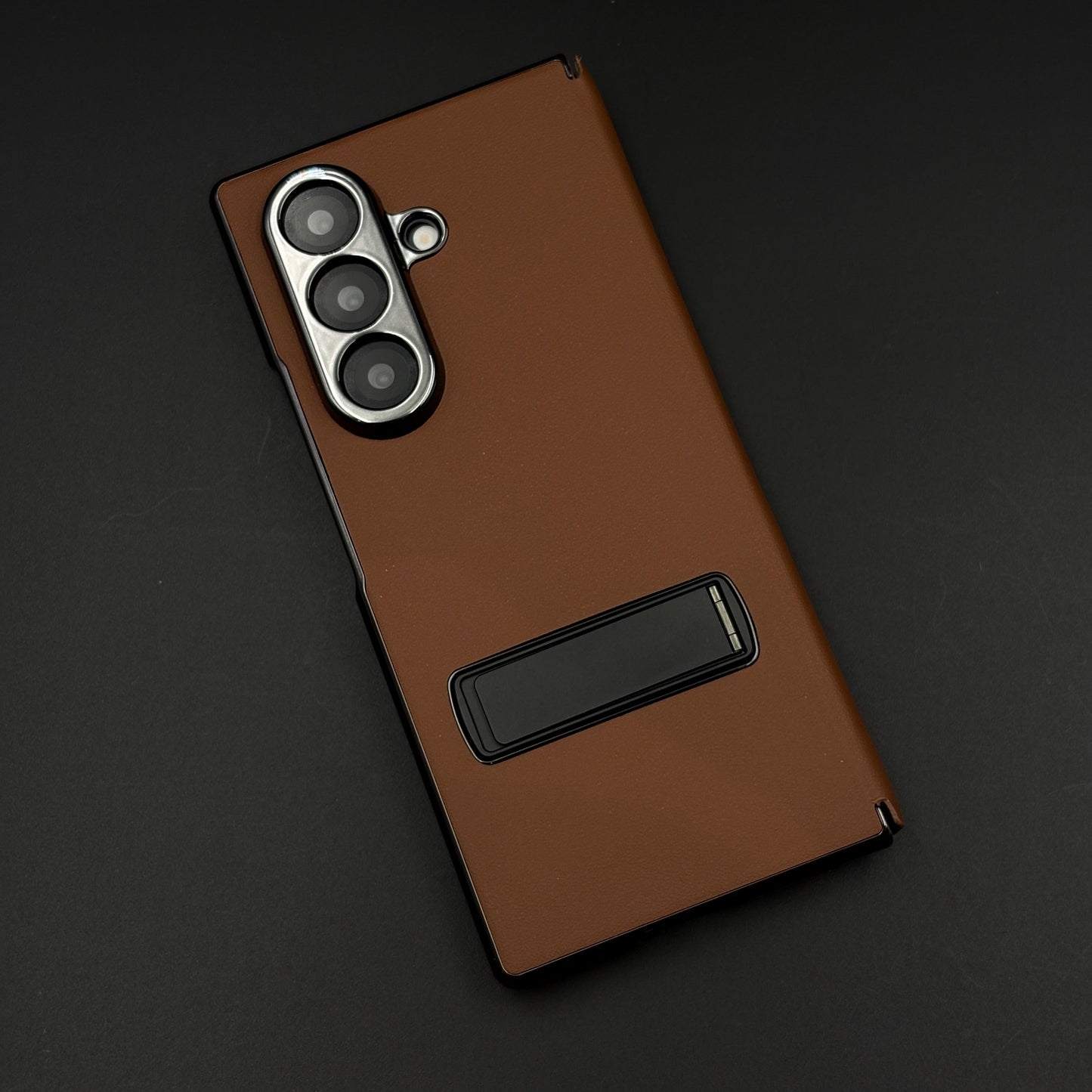 Leather Case with Flip Cover for Samsung Galaxy Z Fold 6 | Robust Metal Kickstand | Elegant Touch
