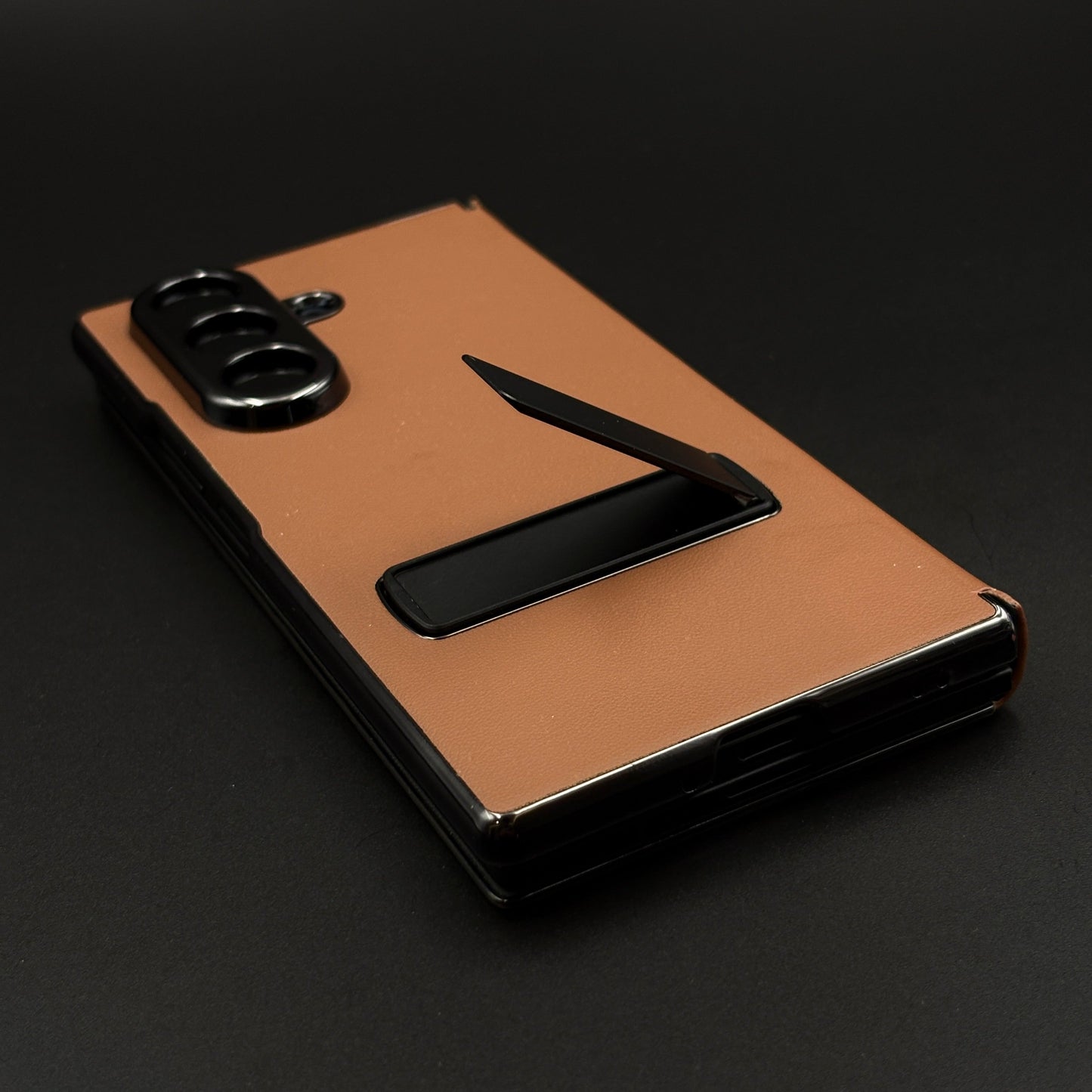 Leather Case with Flip Cover for Samsung Galaxy Z Fold 6 | Robust Metal Kickstand | Elegant Touch