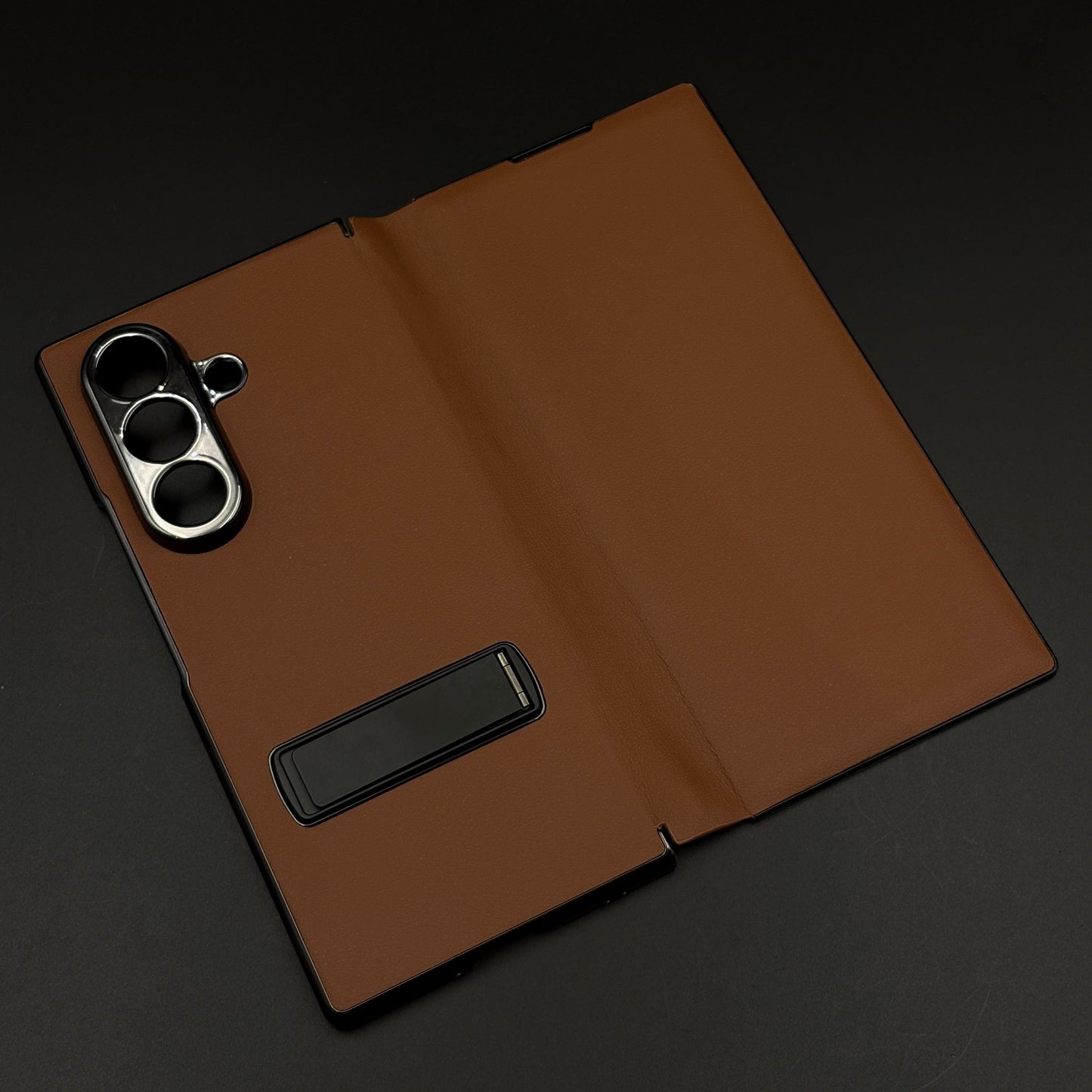 Leather Case with Flip Cover for Samsung Galaxy Z Fold 6 | Robust Metal Kickstand | Elegant Touch