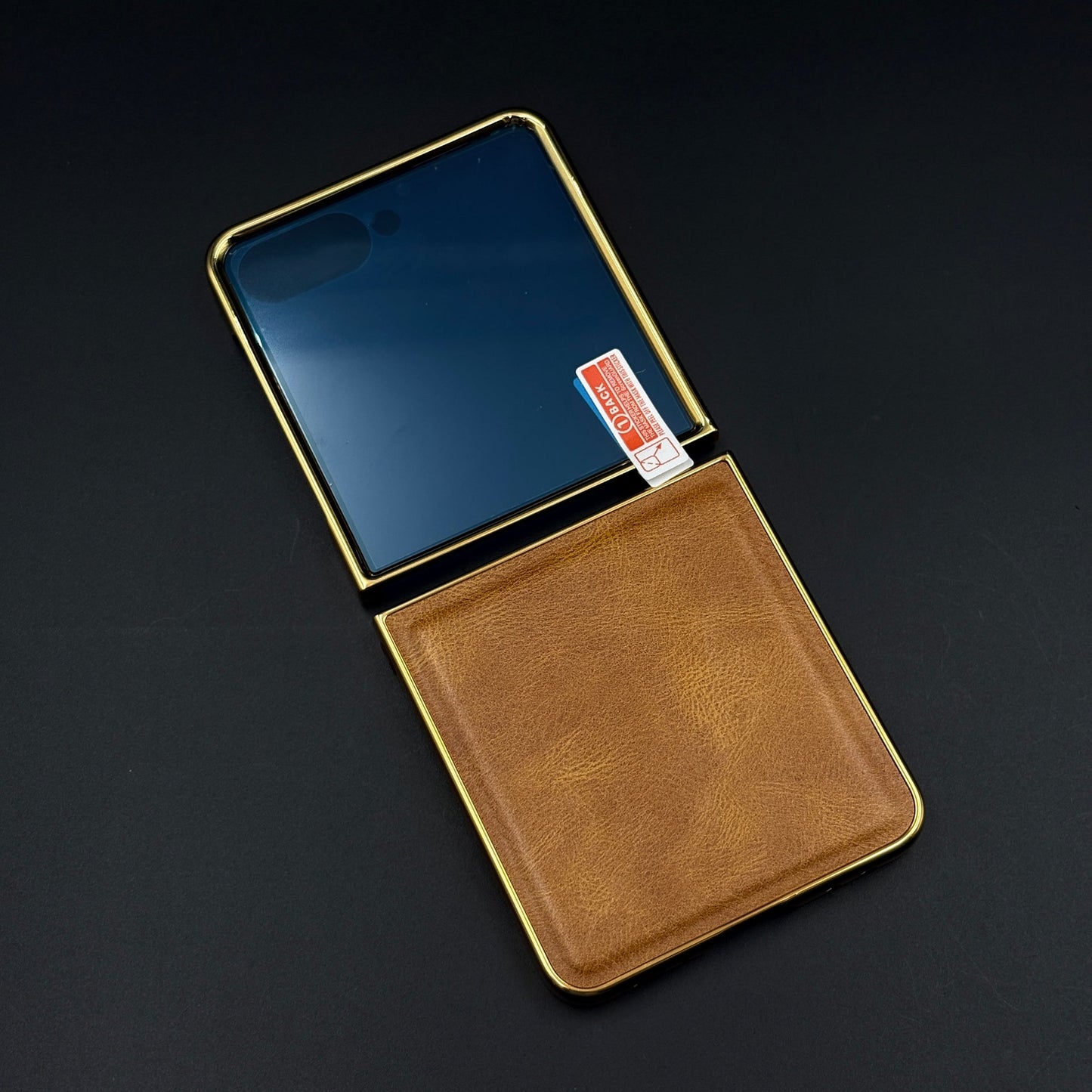 Leather Chrome Plated Case with Front Screen Protector for Samsung Galaxy Z Flip 7 | Luxury Protective Cover