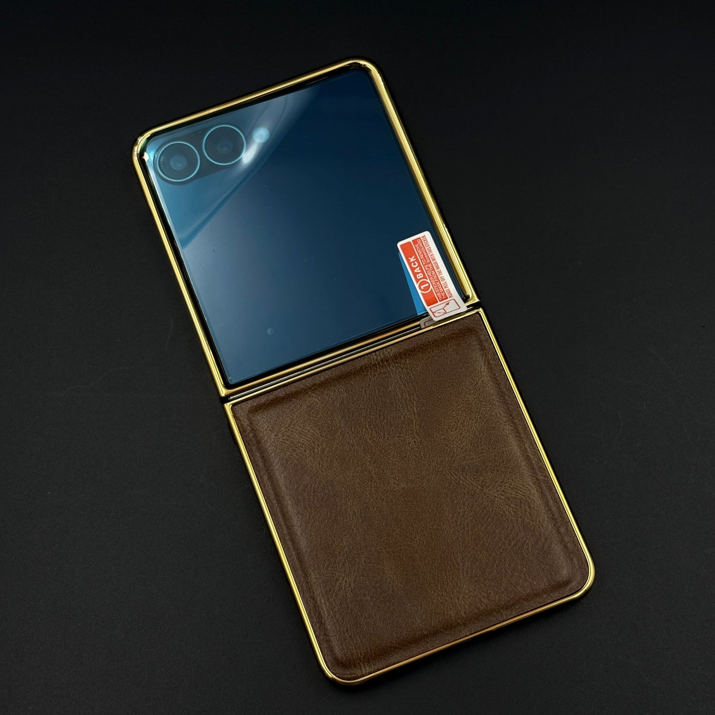 Leather Chrome Plated Case with Front Screen Protector for Samsung Galaxy Z Flip 7 | Luxury Protective Cover