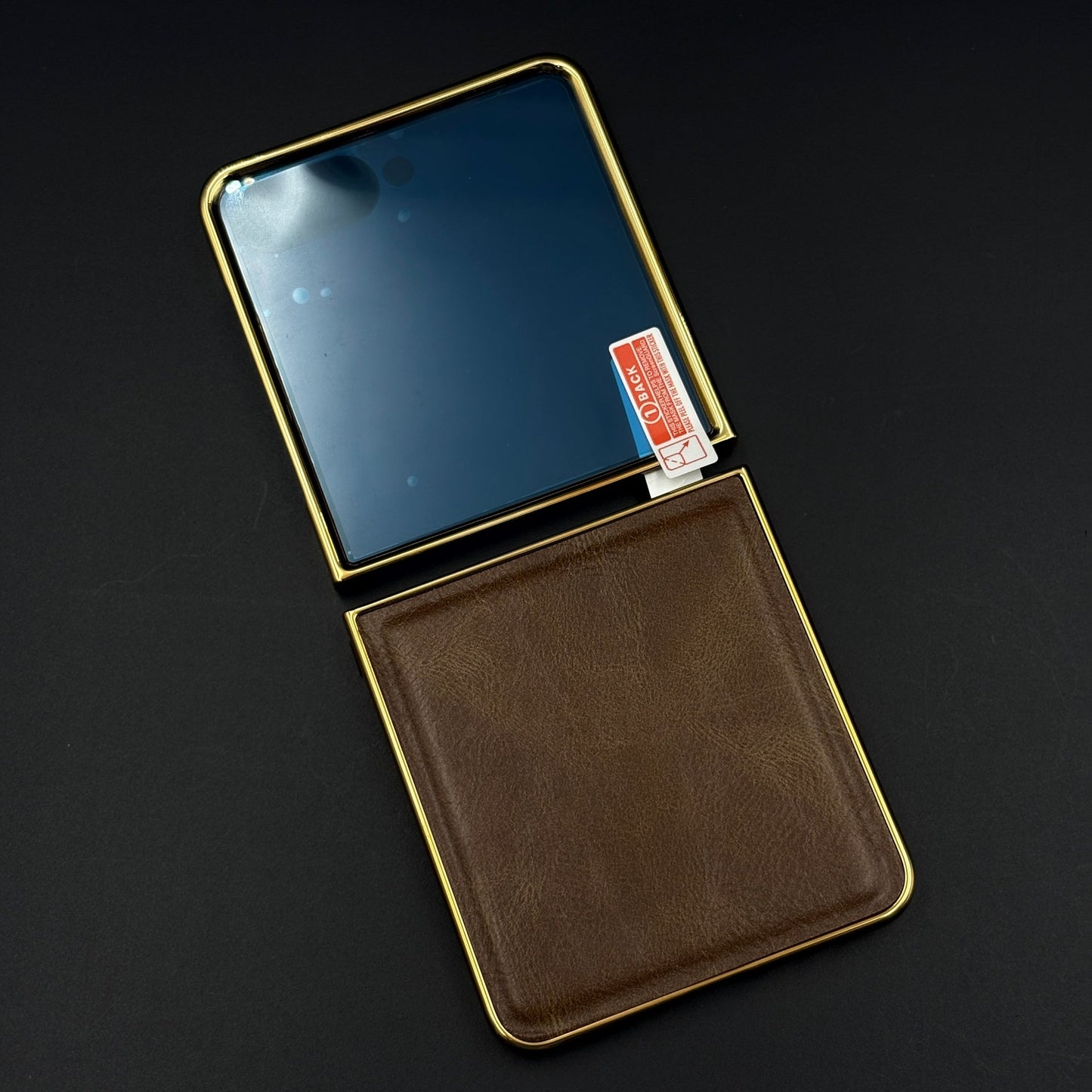 Leather Chrome Plated Case with Front Screen Protector for Samsung Galaxy Z Flip 7 | Luxury Protective Cover