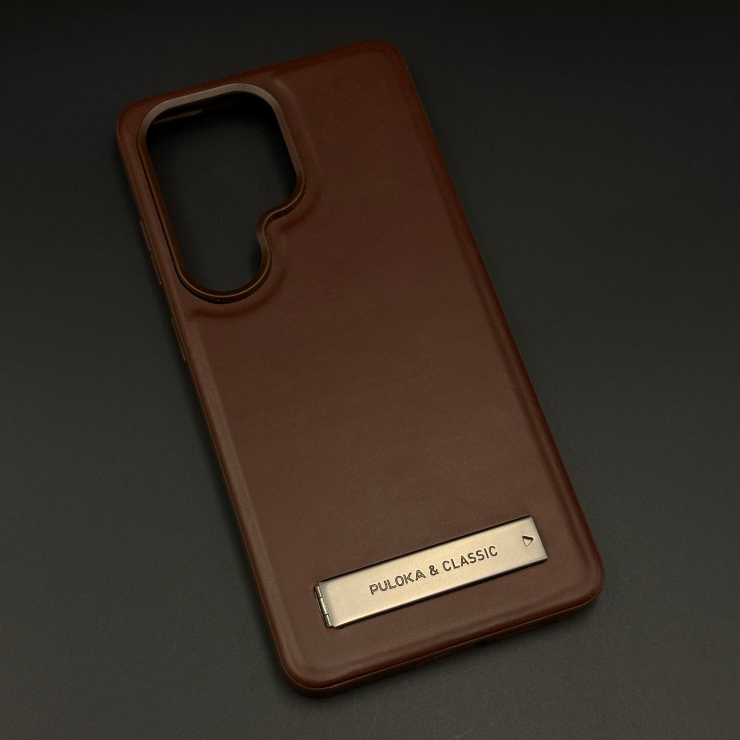 Leather Finish Metal Stand Mobile Case Cover for Samsung Galaxy S26 Ultra