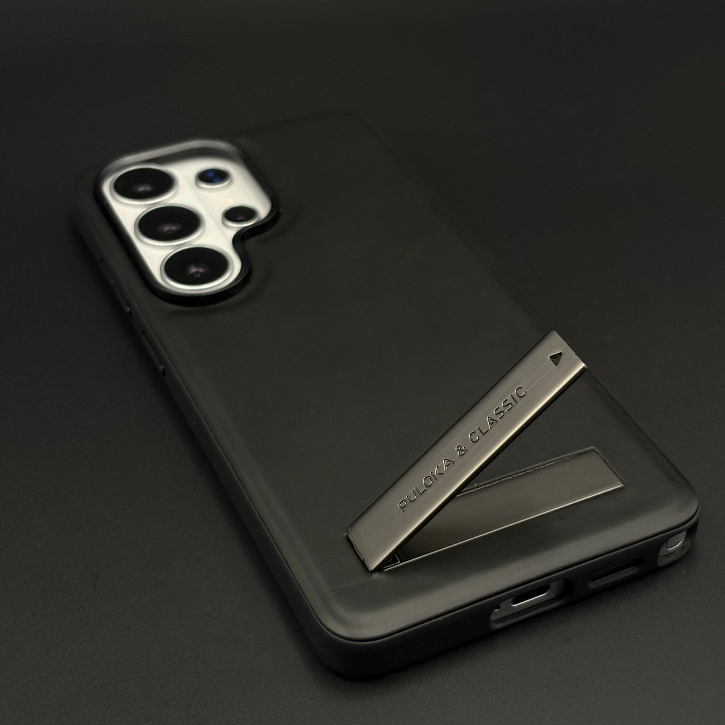 Leather Finish Metal Stand Mobile Case Cover for Samsung Galaxy S26 Ultra
